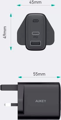 AUKEY USB-Ladegerät »PA-F3S Swift Charger Mix 32W Dual-Port Cube Plug Power«, (1 St.)