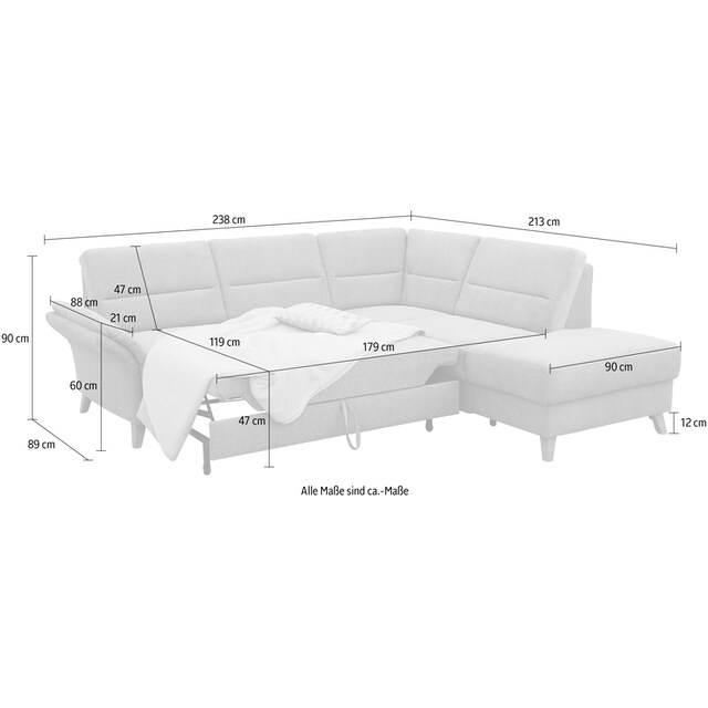Home affaire Ecksofa »Westerland«, Federkern-Polsterung, wahlweise mit  Bettfunktion, Bettkasten kaufen | BAUR