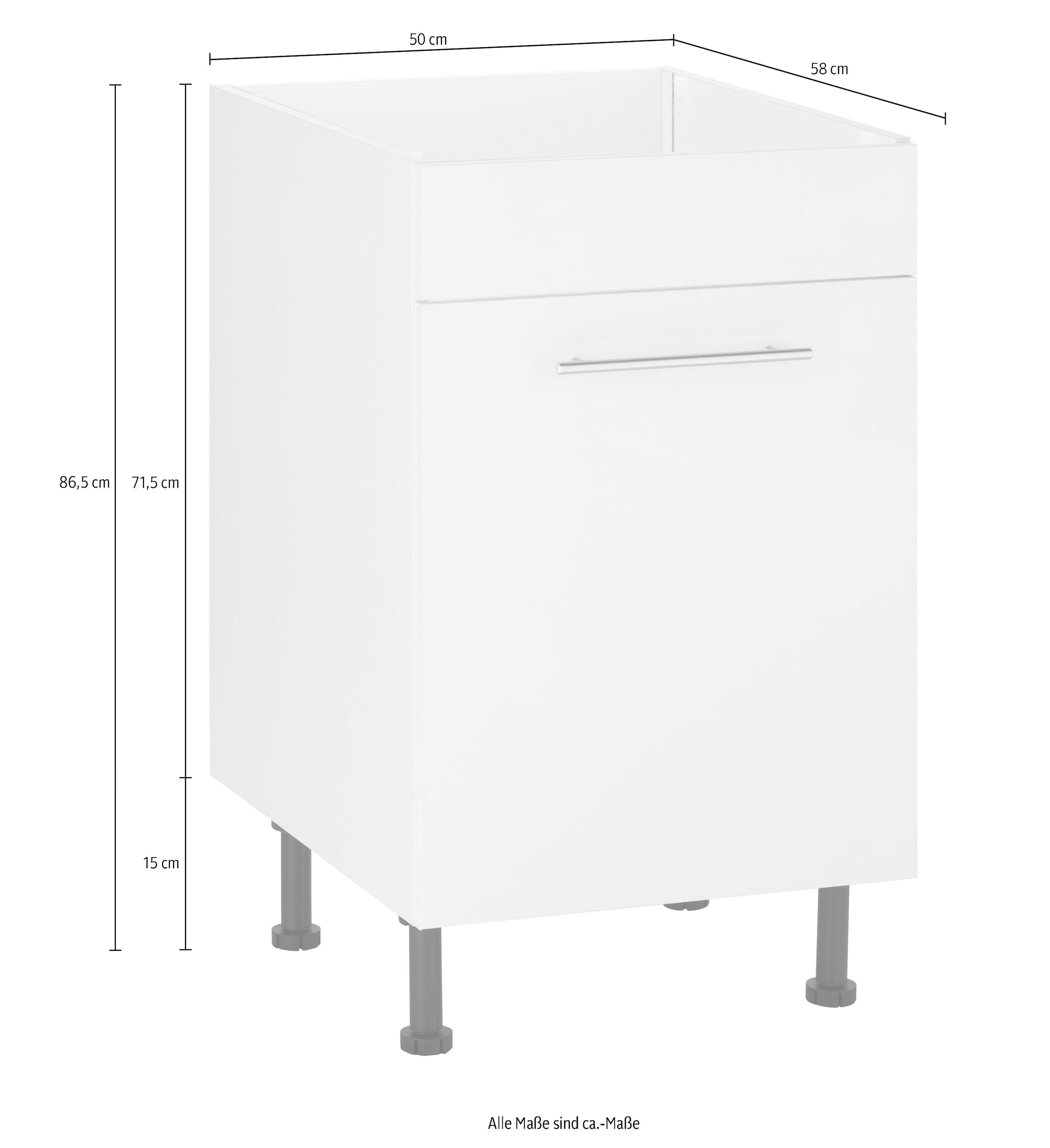 wiho Küchen Spülenschrank »Ela«, Breite 50 cm, höhenverstellbare Füße