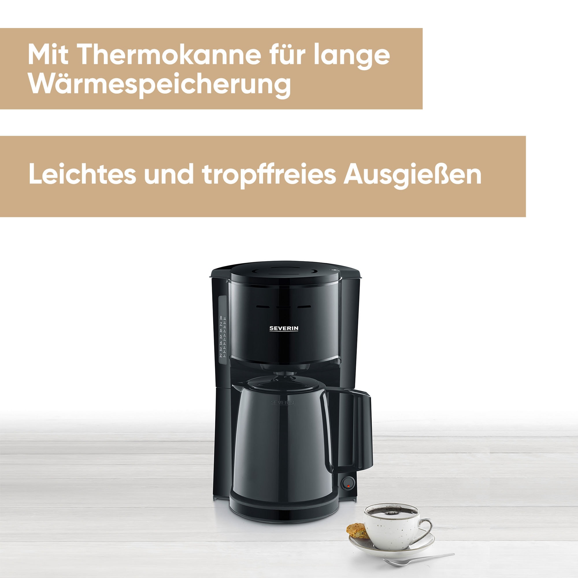 Severin Filterkaffeemaschine »KA 9306« 1 l Kaffeekanne Papierfilter 1x4 Thermokanne mit Durchbrühdeckel