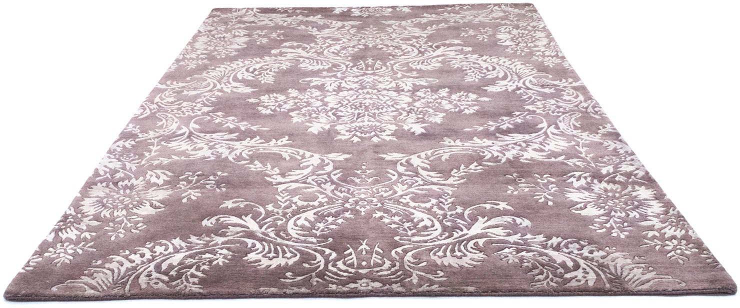 Wollteppich »Designer Teppich handgeknüpft rosa«, rechteckig, handgeknüpft