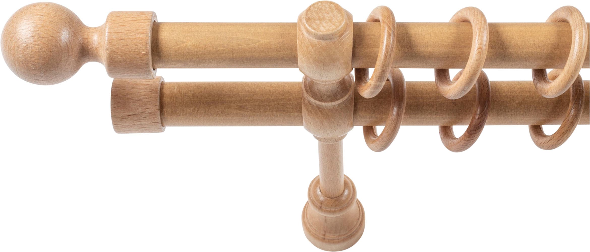 SN DECO GROUP Gardinenstange »Giro« 2 läufig-läufig Fixmaß 28 mm, Holz, verschiedene Längen und Farben, Komplettset