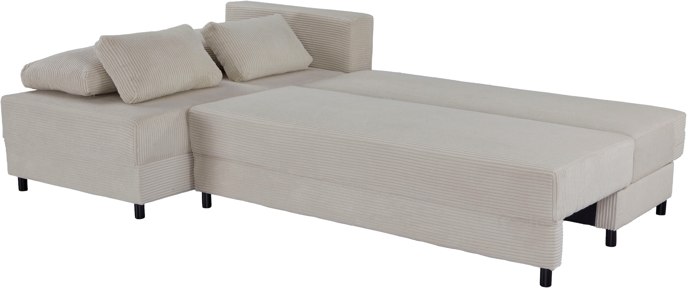 OTTO home Schlafsofa »ONNIKO Ecksofa L-Form Cord, Breite: 240 cm, softer Cord-Bezug« mit Bettfunktion & Bettkasten (Liegefläche 120/240 cm)