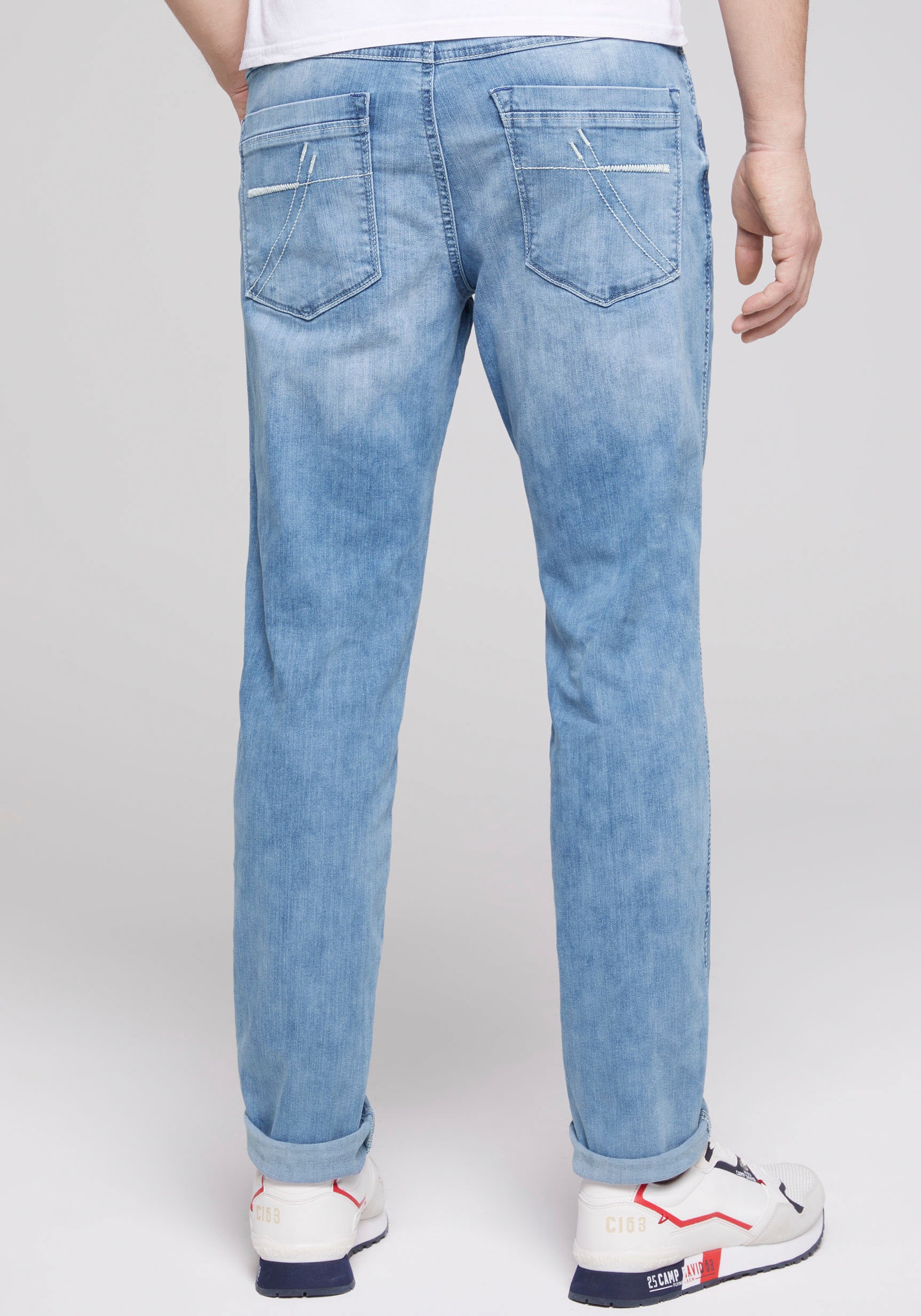dünnen ▷ | mit BAUR DAVID 5-Pocket-Jeans, Nähten CAMP bestellen