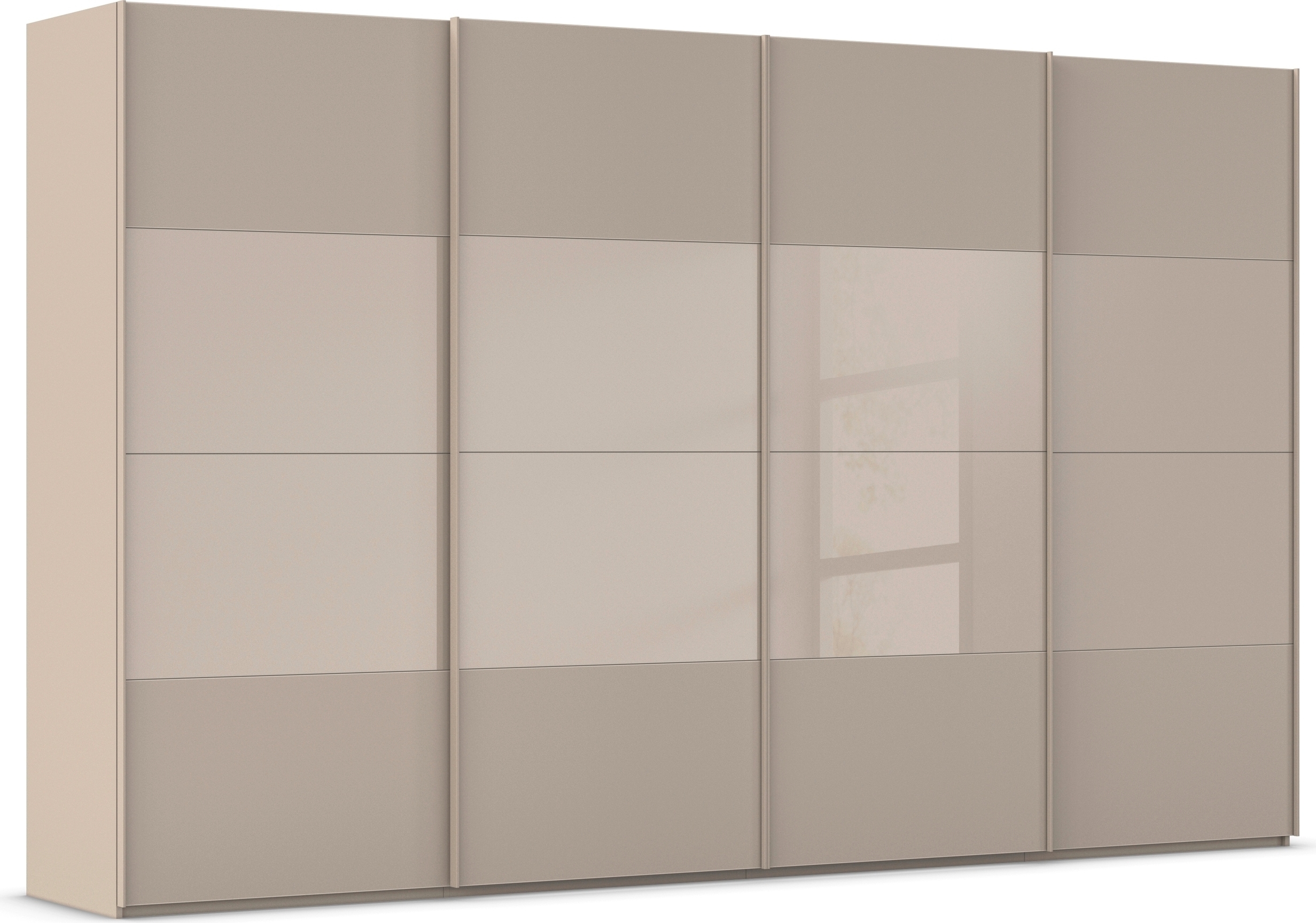 rauch Schwebetürenschrank "Kleiderschrank Schrank Garderobe Schlafzimmerschrank SCALE-FYRA" edle Türen viergeteilt Glas matt/glänzend viele Farben MADE IN GERMANY