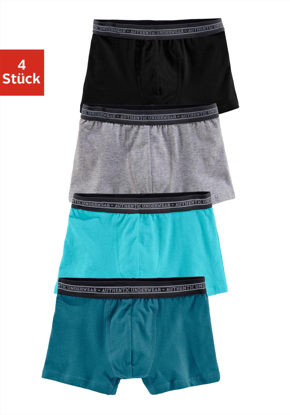 AUTHENTIC LE JOGGER Boxer "Boxershorts für Jungen" Packung, 4 Stk. unifarben, mit Logobund, Baumwollmischung