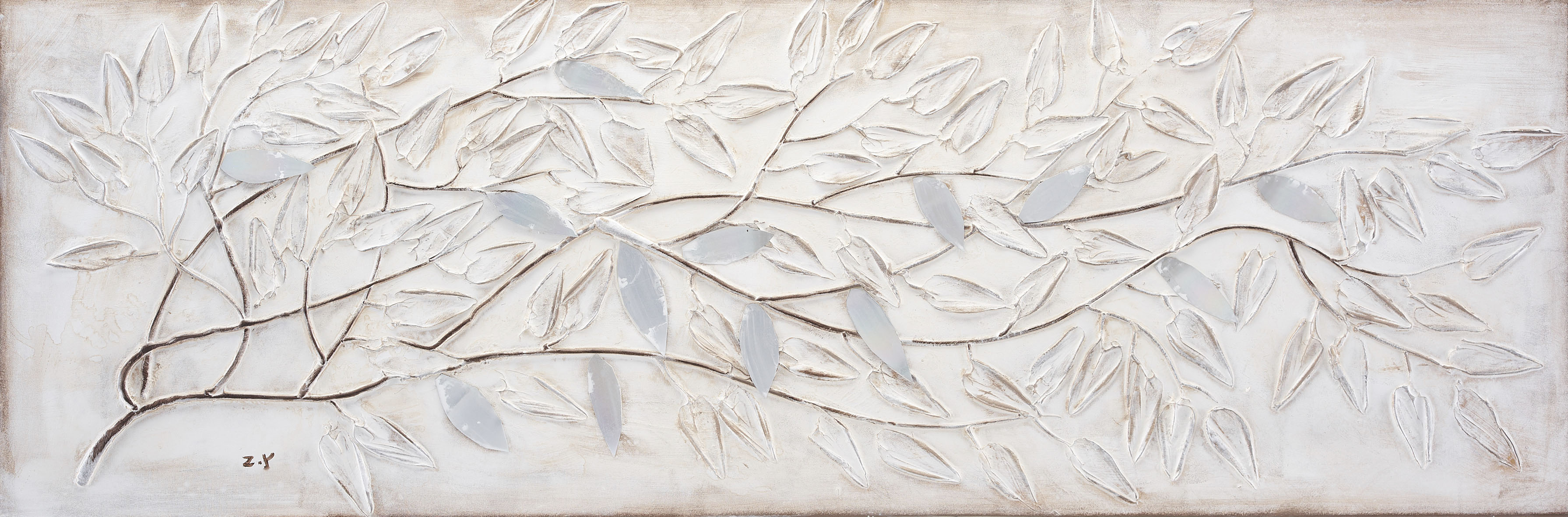 Bönninghoff Ölgemälde "handarbeit ZWEIGE 40x120 cm – Wandbild Kunst Deko modern" Wald 1 Stk. tlg. handgefertigt, jedes Bild ein Unikat
