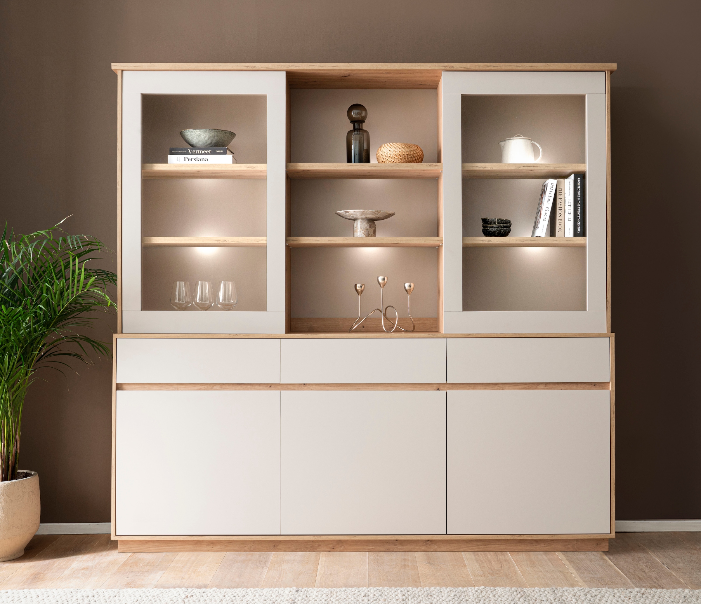 Home affaire Buffet "Sonora, moderner Hochschrank, Buffetschrank in Kaschmi günstig online kaufen