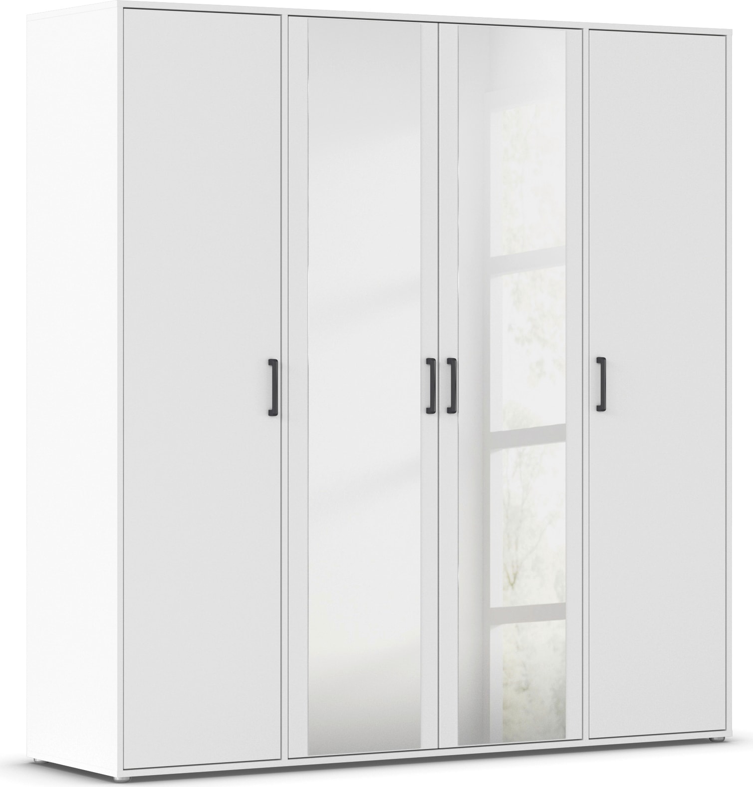 rauch "Kleiderschrank Schrank Garderobe Wäscheschrank VOYAGER" in 3 verschiedenen Ausstattungen BASIC/CLASSIC/PREMIUM, mit modernen Griffen in Graumetallic und Spiegel