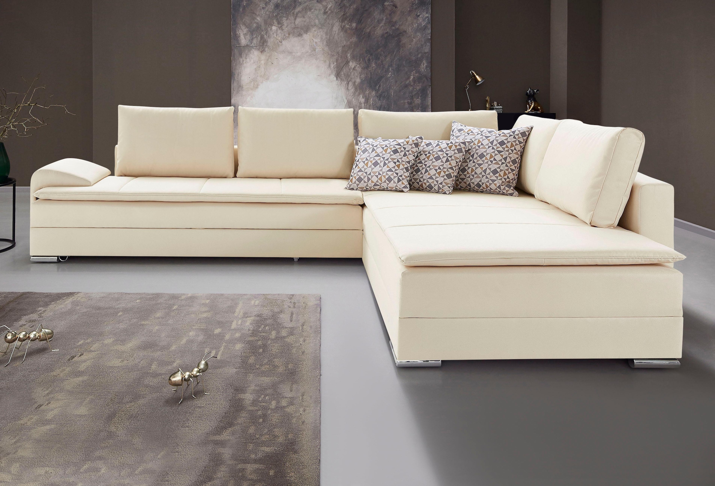 Home affaire Ecksofa "Night & Day L-Form, B: 324 cm, Dauer-Schlaffunktion und Armlehne" Schlaffunktion & Bettkasten, Boxspringbett 180x200 cm