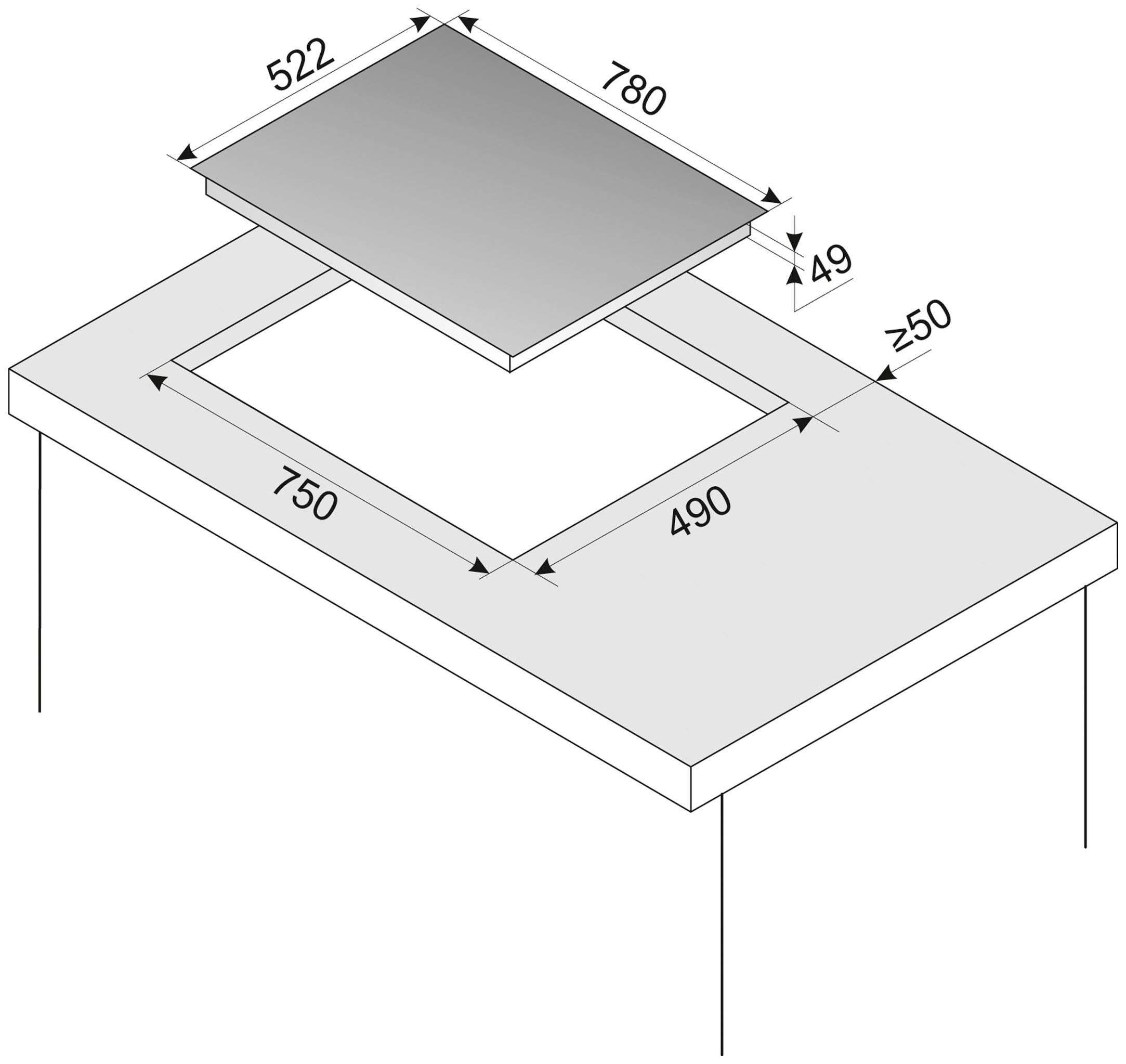 Amica Induktions-Kochfeld »KMI 772 680 C«, KMI 772 680 C, 77 cm, 14 Leistungsstufen, 1 Bridgezone, rahmenlos