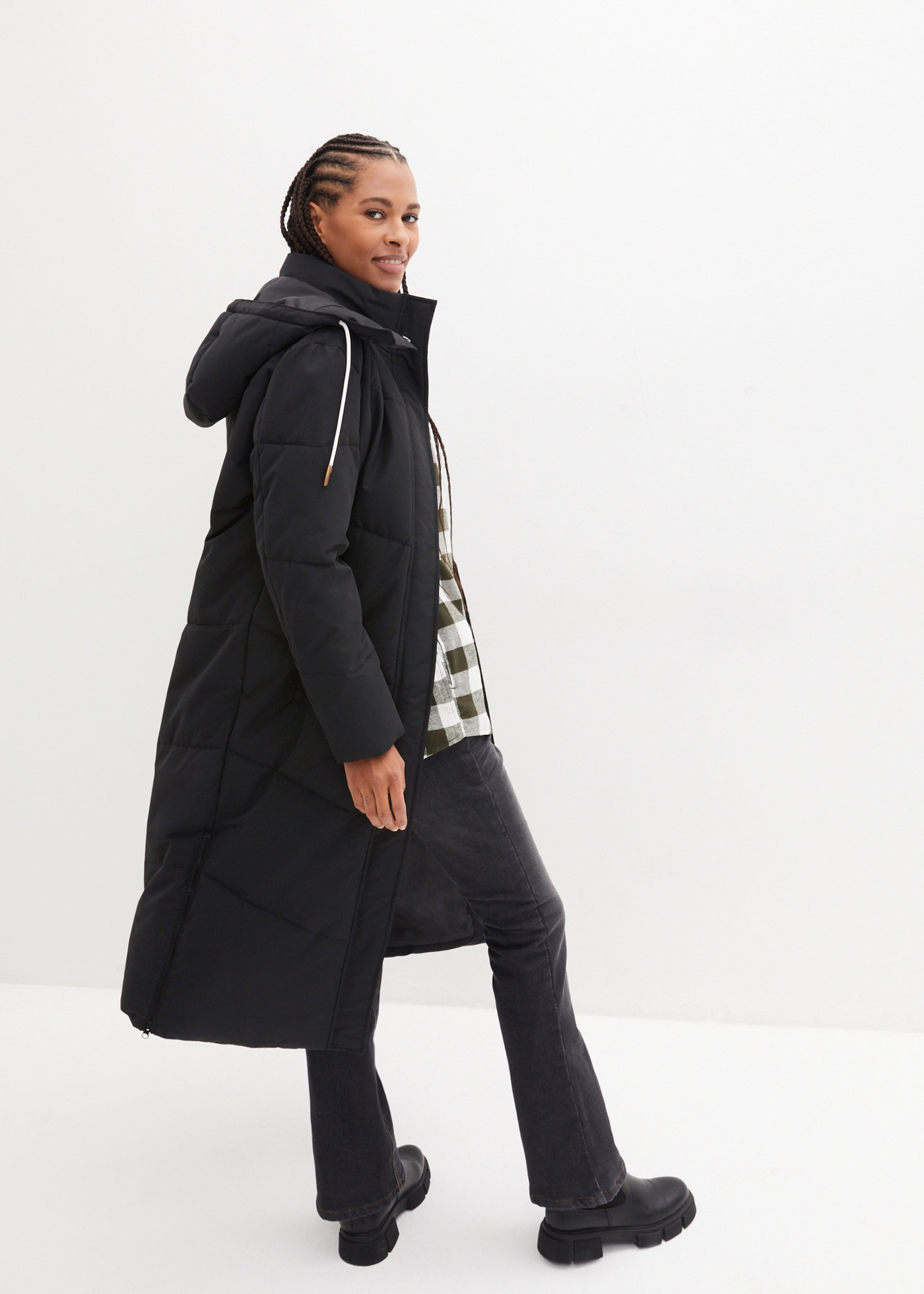 bonprix Steppmantel mit abnehmbarer Kapuze, mit Reißverschlusstaschen, Over günstig online kaufen