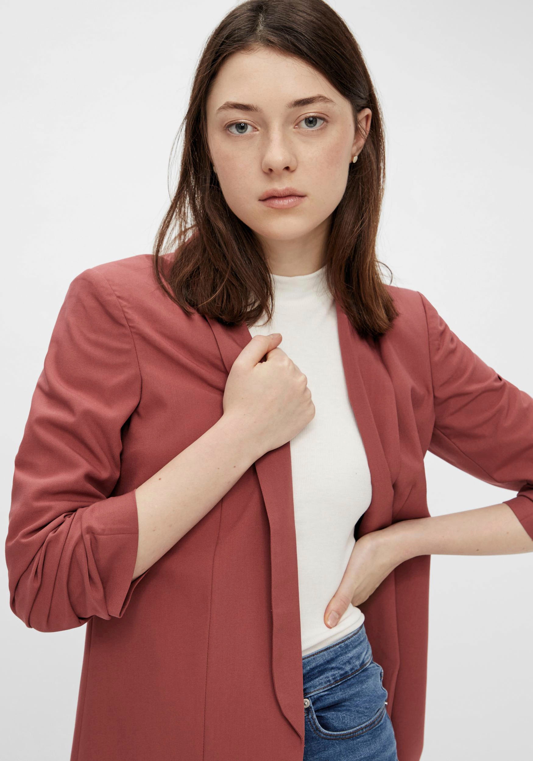 pieces Blusenblazer »PCBOSELLA 3/4 BLAZER NOOS«, mit Faltendetail am Ärmel