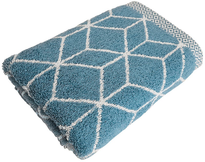 Handtuch Set, B:50cm L:100cm, blau, FRAMSOHN FROTTIER, Jacquard-Walkfrottier, Obermaterial: 100% Baumwolle, Handtücher, "Design Jacquard Prisma",