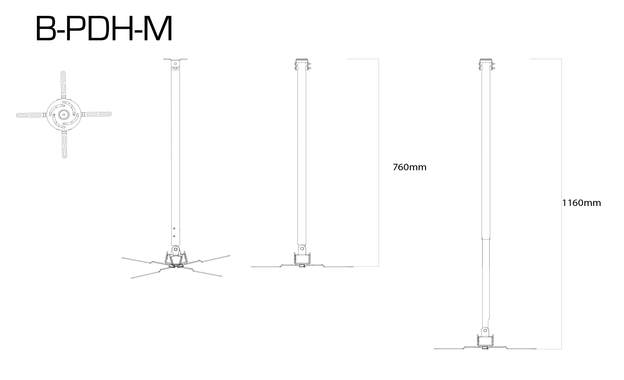 VCM Beamer-Deckenhalterung »Projekt Beamer Deckenhalterung B-PDH 76-116 cm«