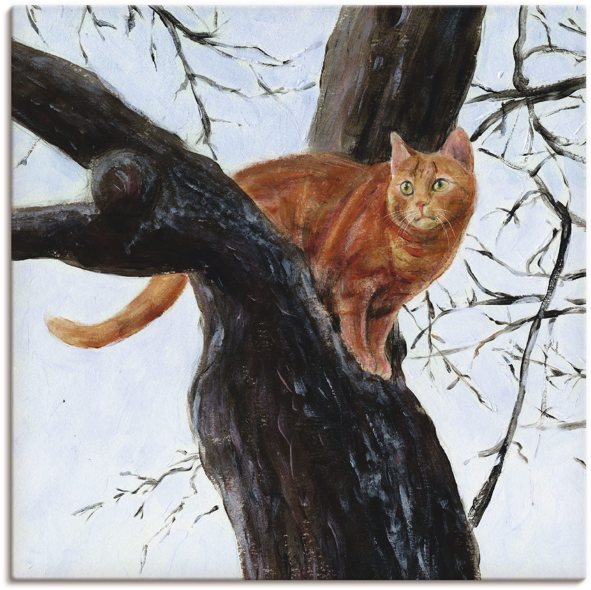 Artland Leinwandbild "Katze im Baum" Haustiere 1 Stk. tlg. auf Holzrahmen gespannt