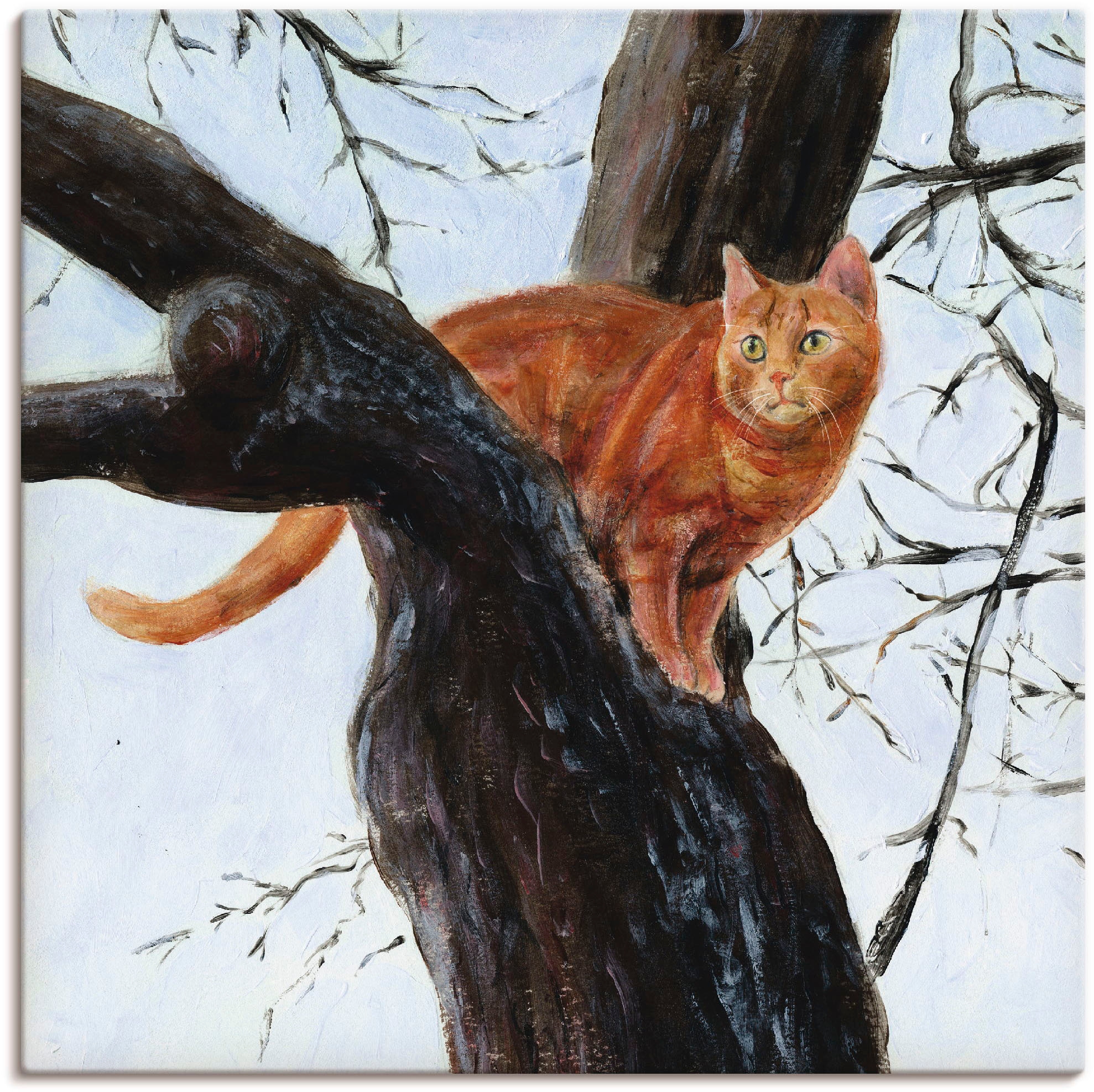 Artland Wandbild "Katze im Baum", Haustiere, (1 St.), als Leinwandbild, Poster in verschied. Größen