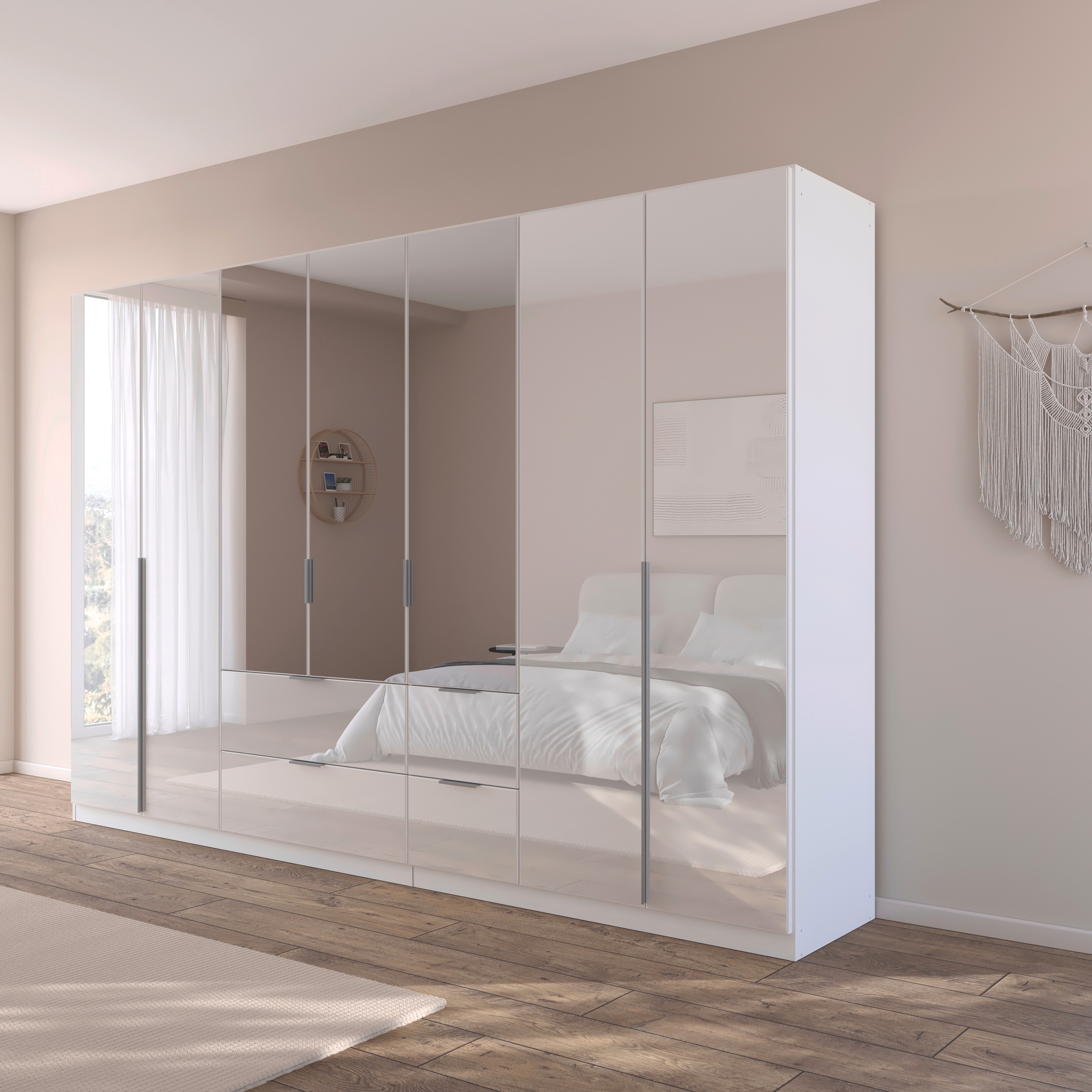 rauch Drehtürenschrank »Kleiderschrank Kleiderschränke Schrank Garderobe AGORDO mit Glasfront«, (in zwei Griff-Farben mit Glasfront), mit Außenschubkästen, in 6 Breiten und 2 Höhen MADE IN GERMANY