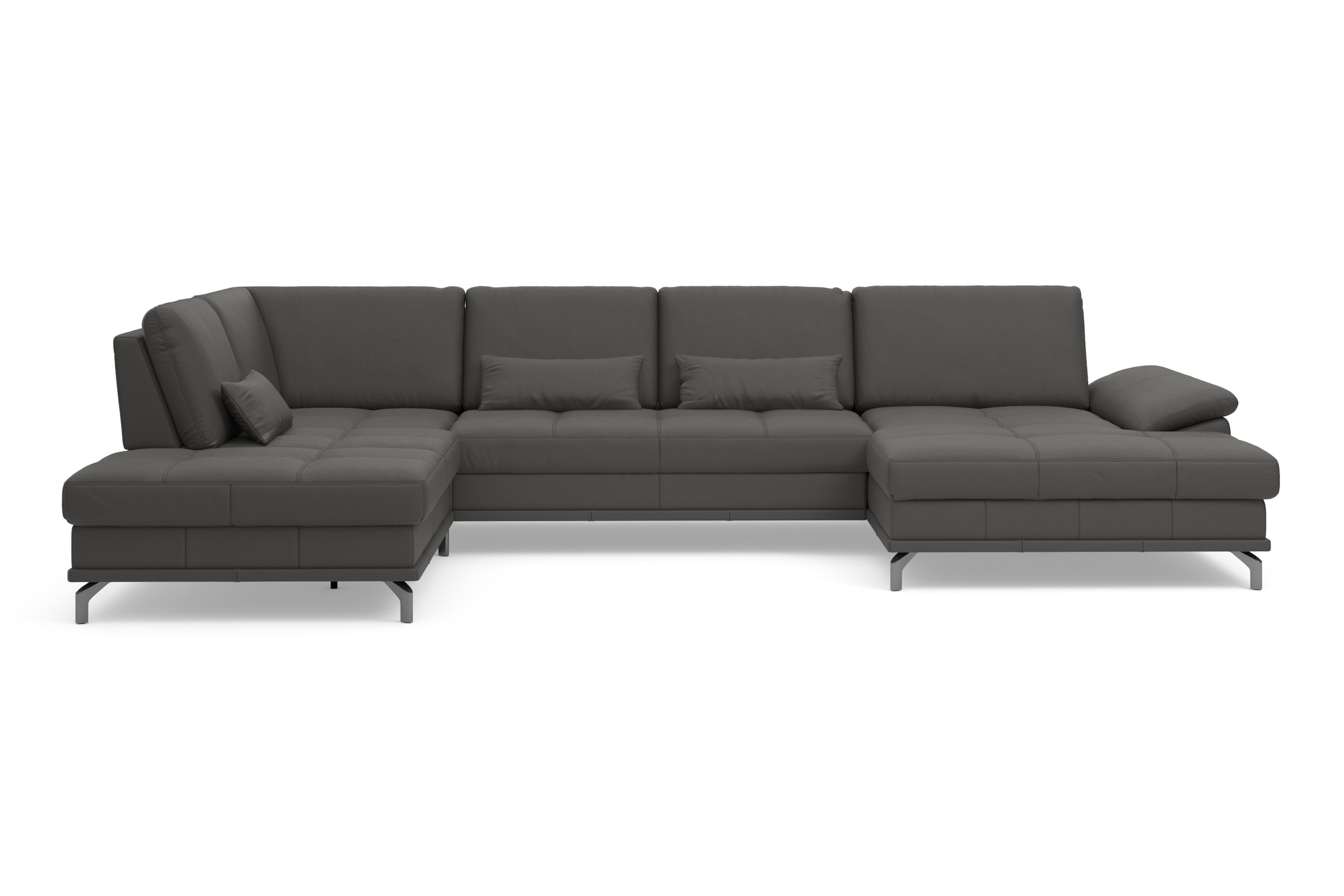 Places of Style Wohnlandschaft »Costello U-Form, mit Sitztiefenverstellung, Armteilverstellung und«, 3 Nierenkissen, optional Bettfunktion und Bettkasten