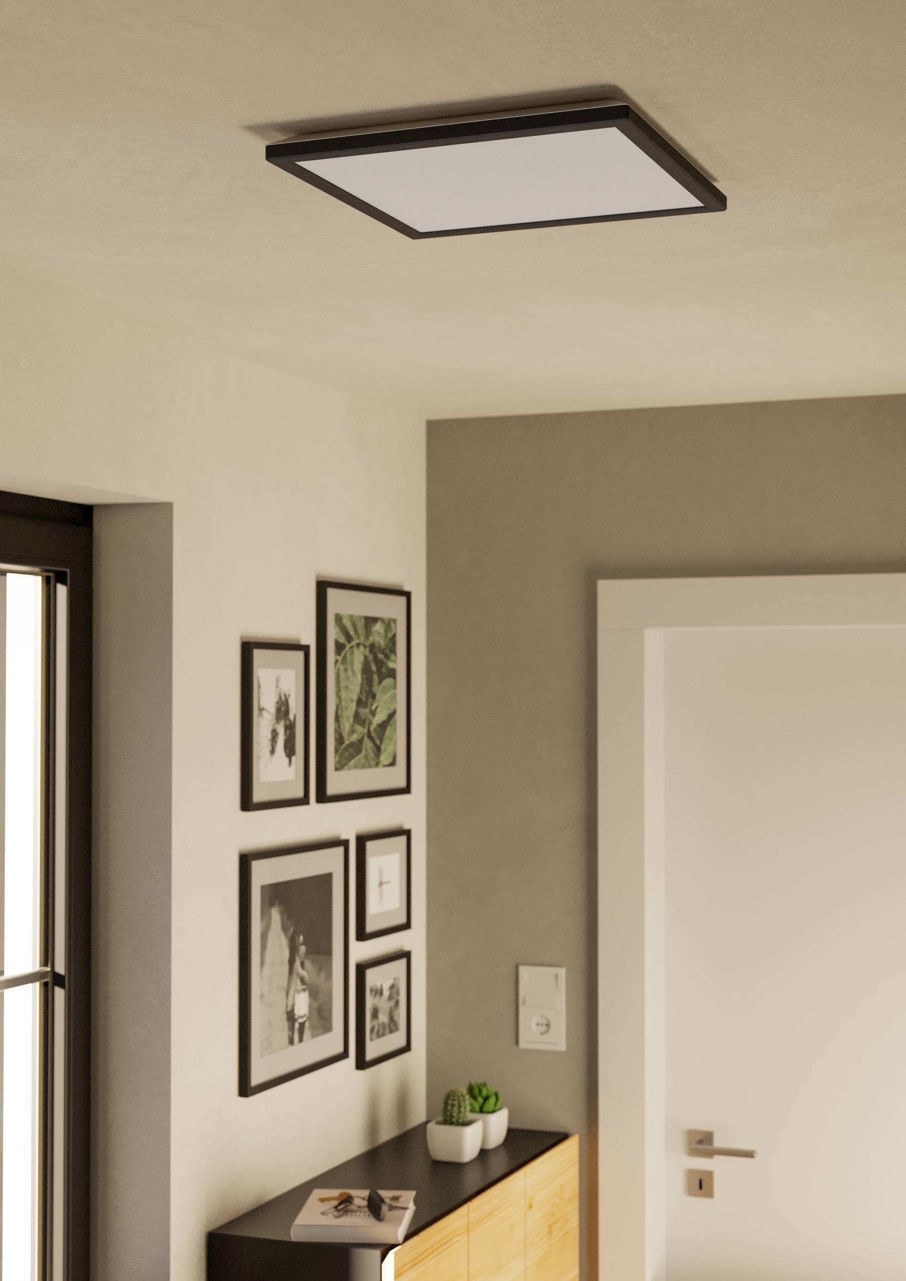 EGLO Deckenleuchte »Rovito Deckenlampe, Deckenbeleuchtung, Badlampe, Kunststoff, IP44« LED-Modul 1 Stk. Kaltweiß | Neutralweiß | Warmweiß Wand-/Deckenleuchte - L39 x B39 x H3 cm - schwarz - 17,6W inkl.