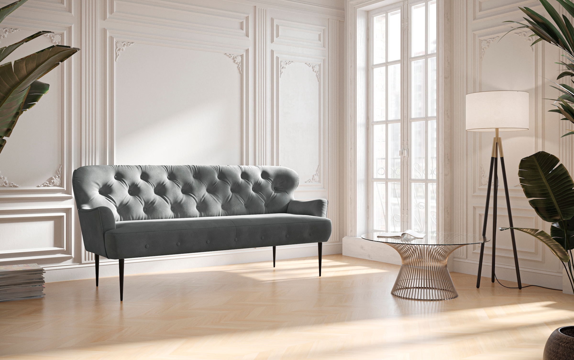 Home affaire 3-Sitzer "Amber" mit Knopfheftung,in verschieden Stoffarten günstig online kaufen