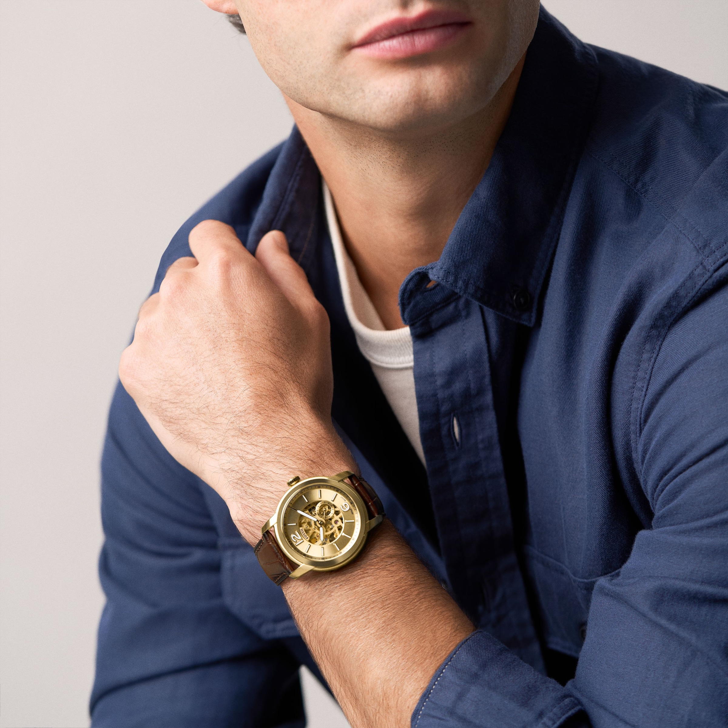 Fossil Automatikuhr »HERITAGE« Armbanduhr, Herrenuhr, Mechanische Uhr, Lederarmband, analog