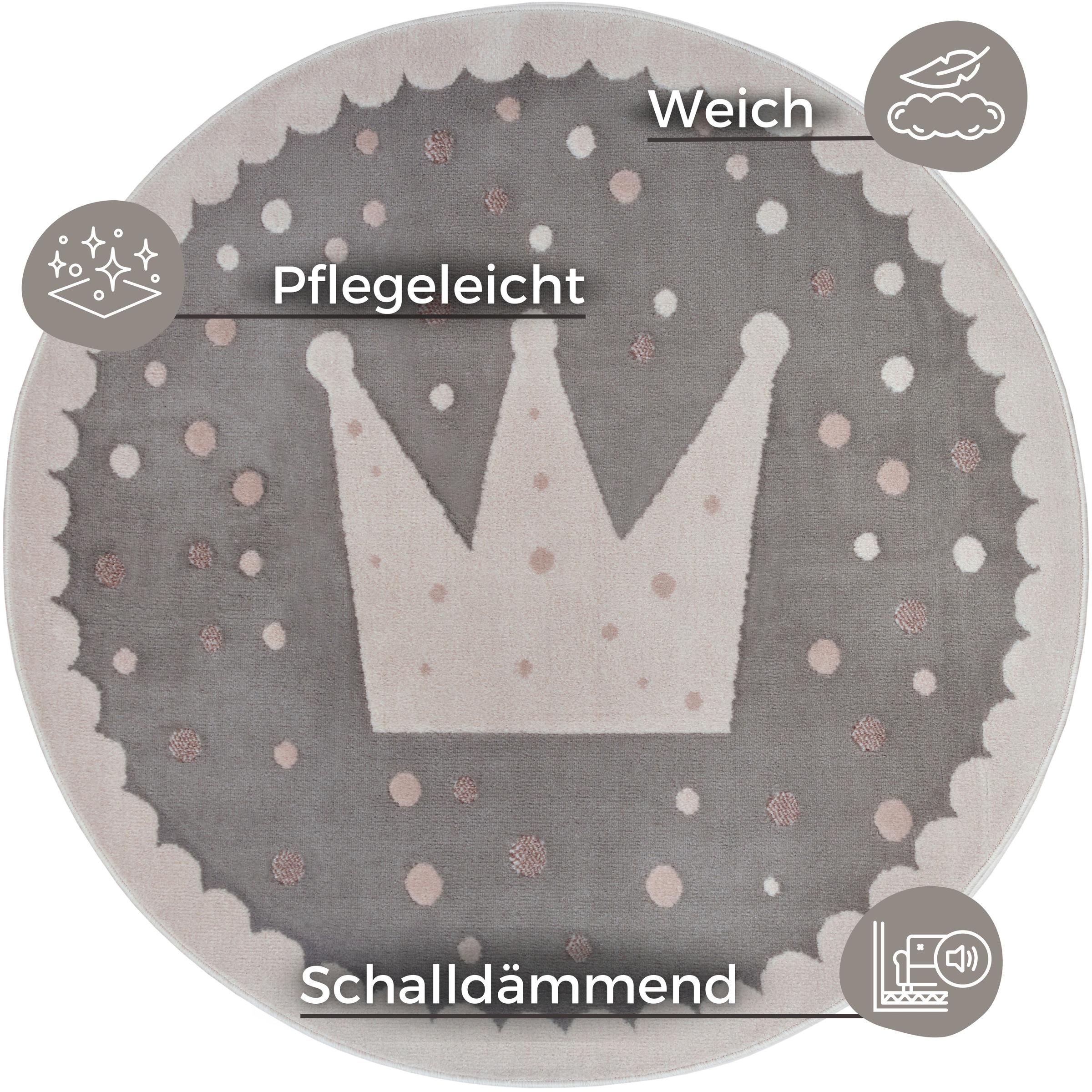 HANSE Home Kinderteppich "Adventures Crown" rund 8 mm Höhe Spielteppich, fe günstig online kaufen