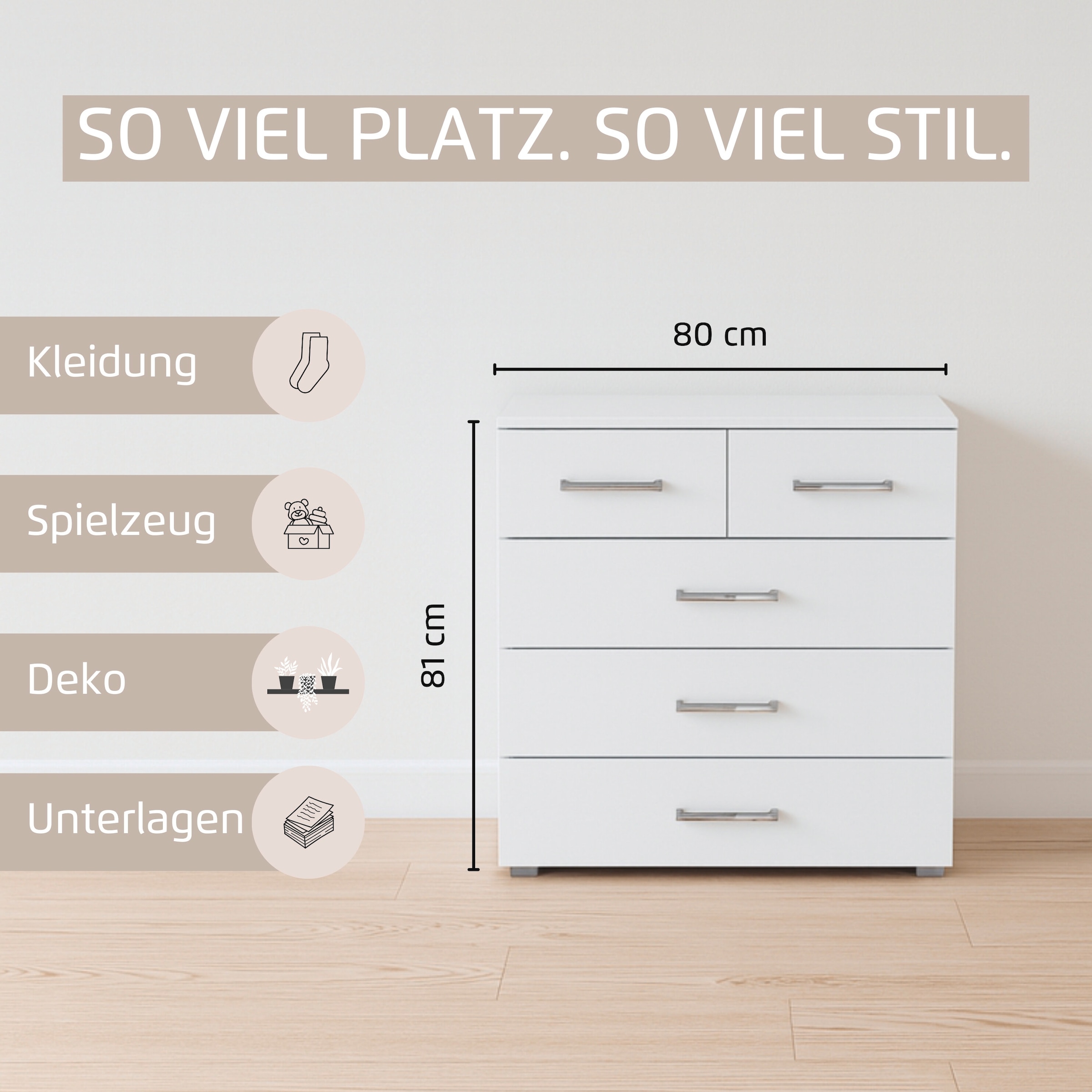 rauch Kommode »Gamma« Breite 80 cm / Höhe 81 cm, verschiedene Griffvarianten/-Farben, 