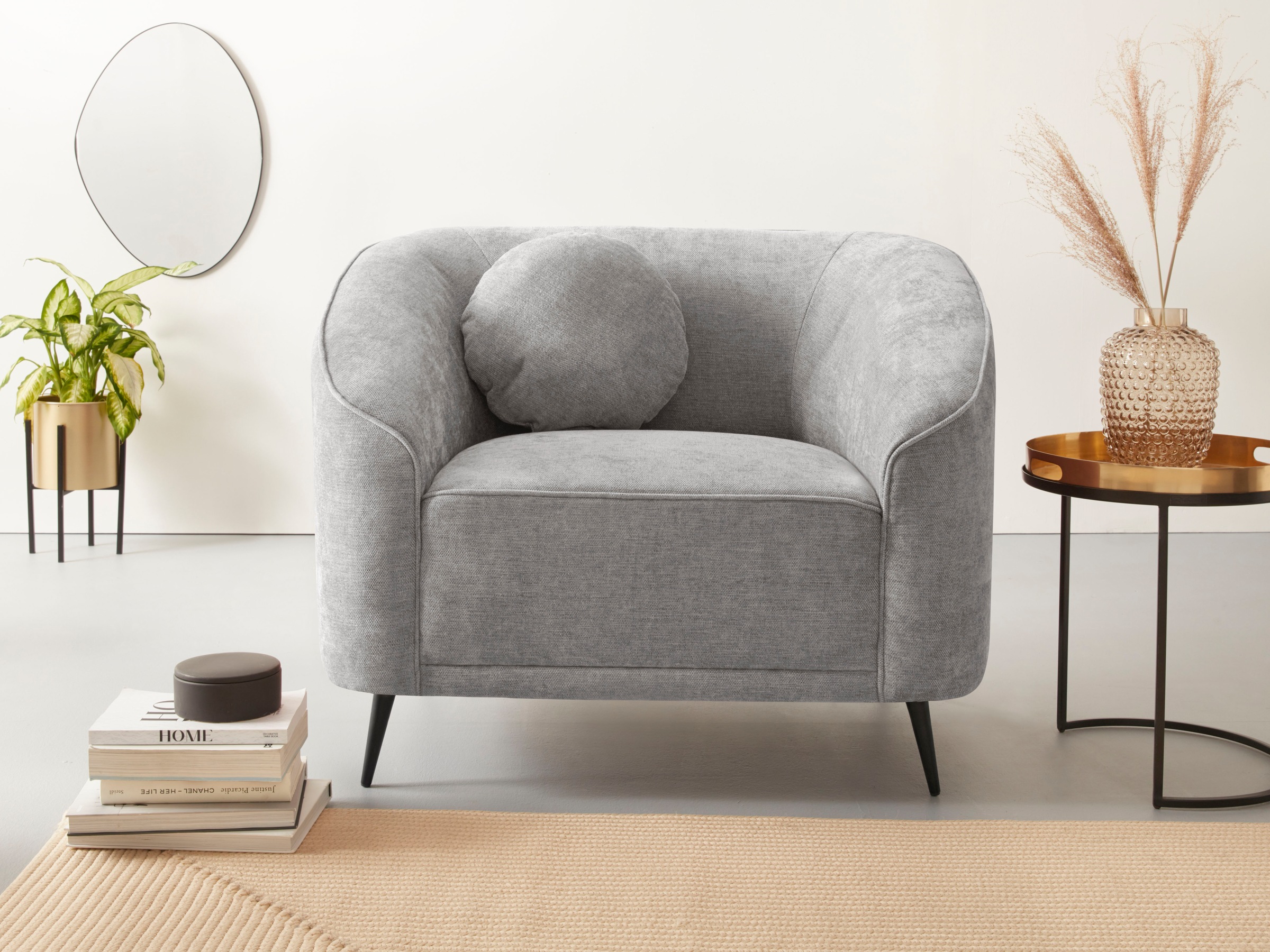 Home affaire Sessel "Ashly" in 3 Bezugsvarianten, Bouclé, Samtoptik und Str günstig online kaufen