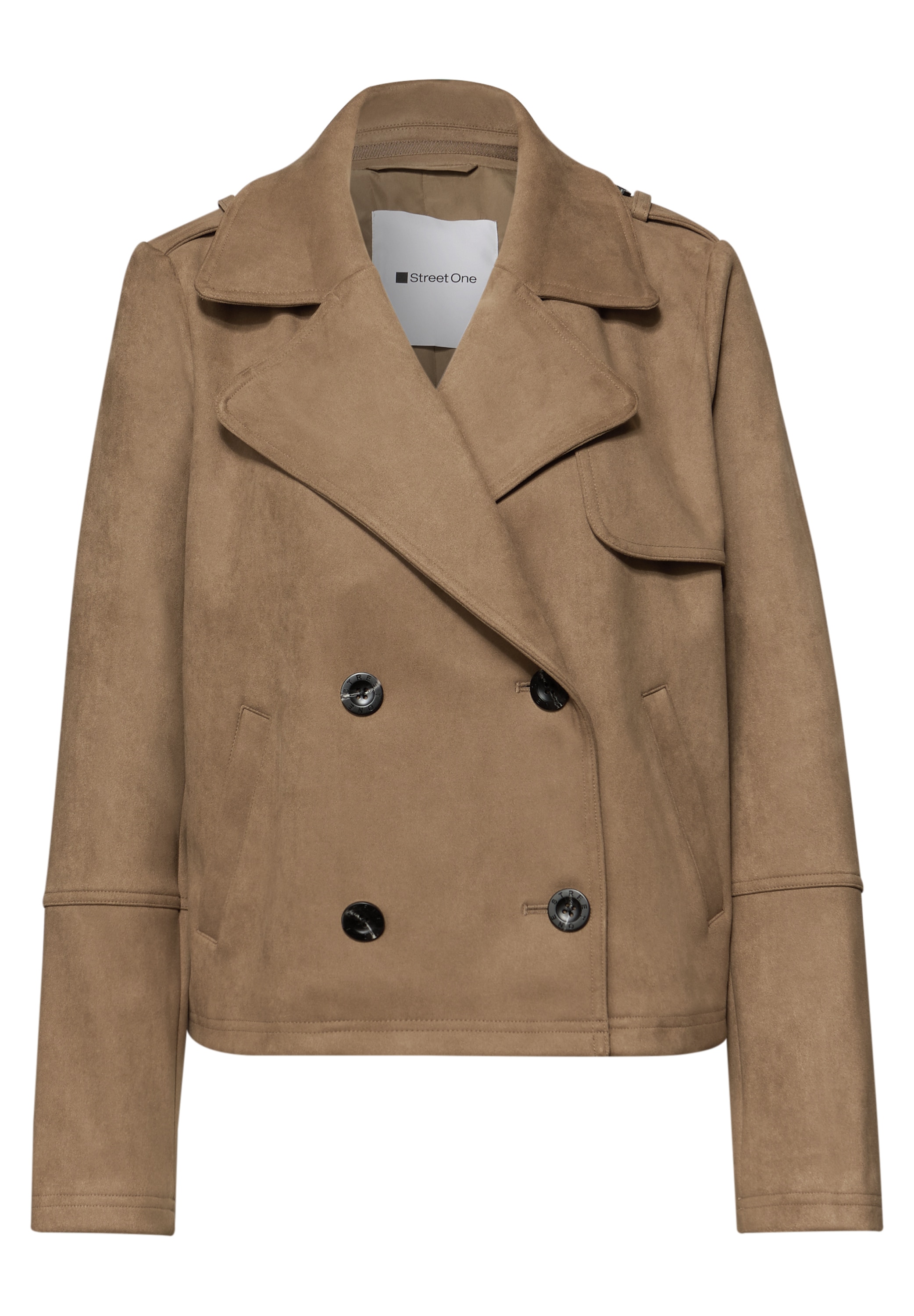 STREET ONE Lederimitatjacke ohne Kapuze in Velours-Optik