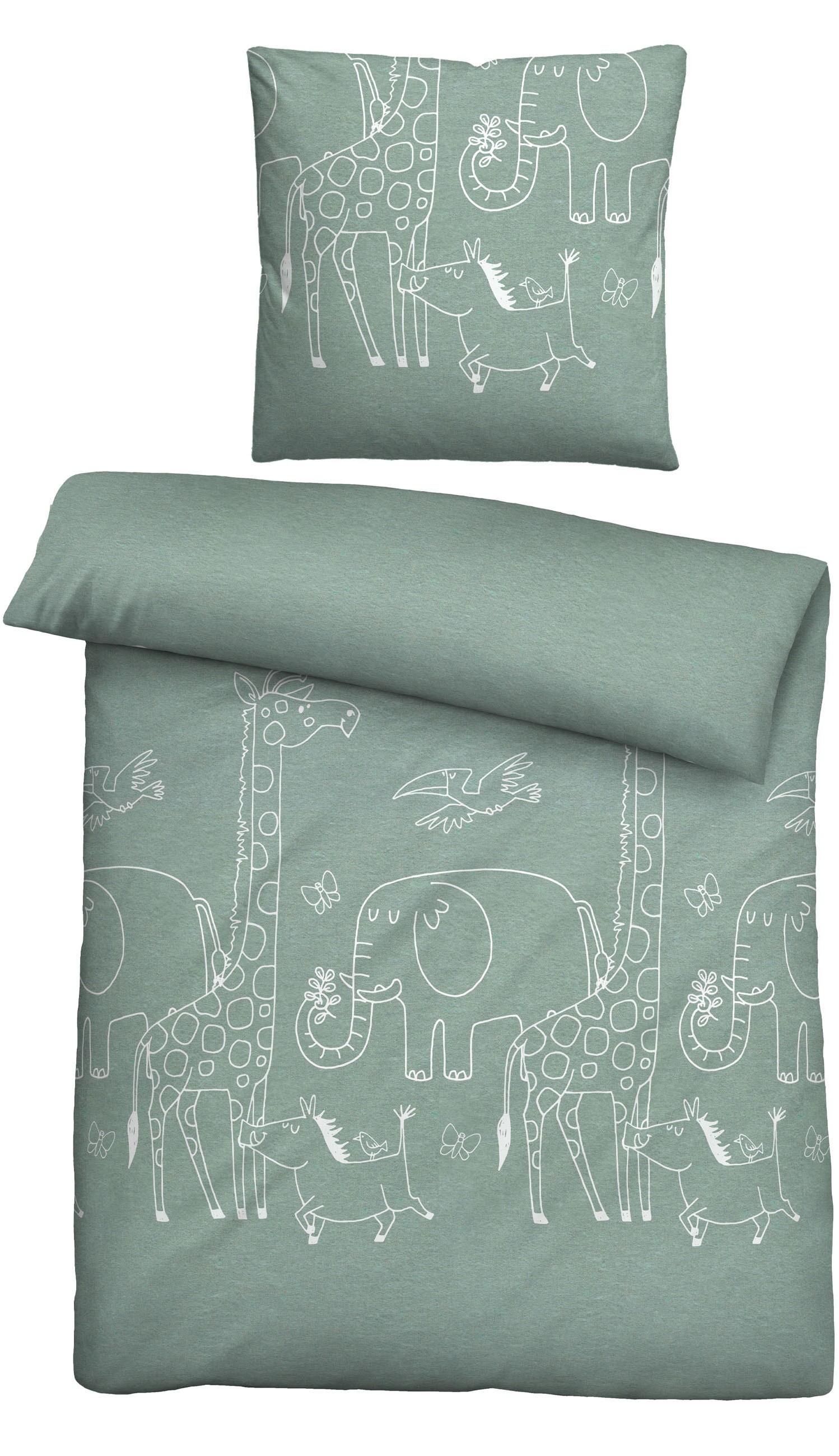 Biberna Kinderbettwäsche »0840520«, kuschelig warm, samtweich, Melange, 100% Baumwolle, made in Germany