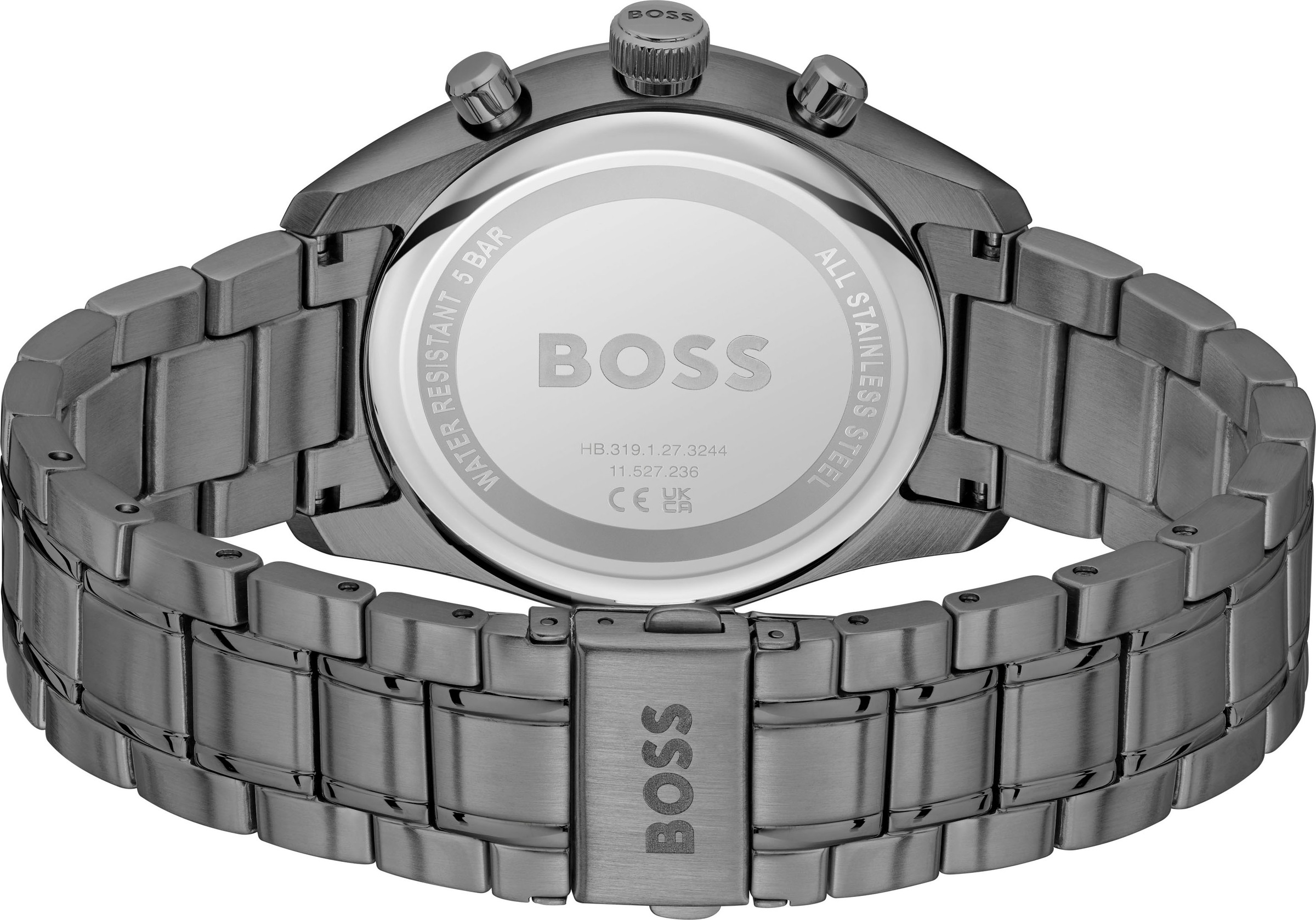 BOSS Quarzuhr »GRAND PRIX 44«, Quarzuhr, Armbanduhr, Herrenuhr, Edelstahlarmband, analog, Tag