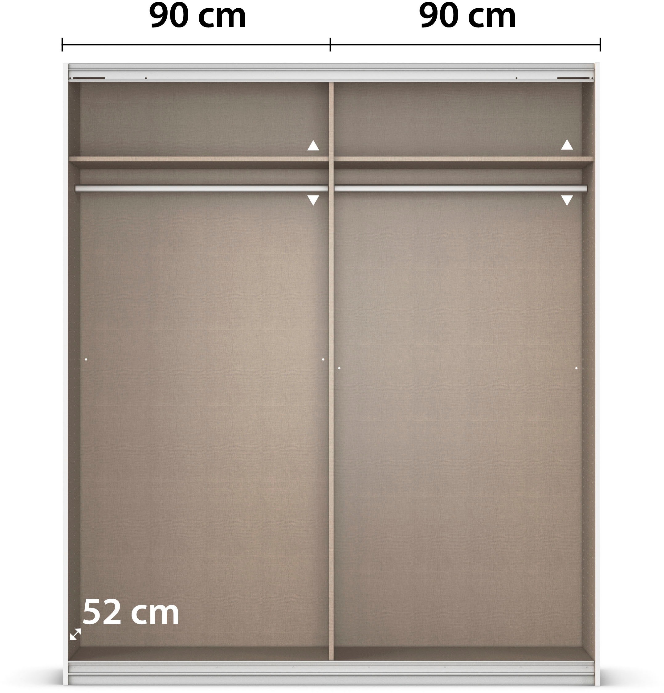 INOSIGN BY RAUCH Schwebetürenschrank »Kleiderschrank Schrank Garderobe Schlafzimmerschrank THANOS«, (in 3 verschiedenen Ausstattungen BASIC/CLASSIC/PREMIUM), Optional mit Spiegel, Metall-Griffleisten alufarben MADE IN GERMANY