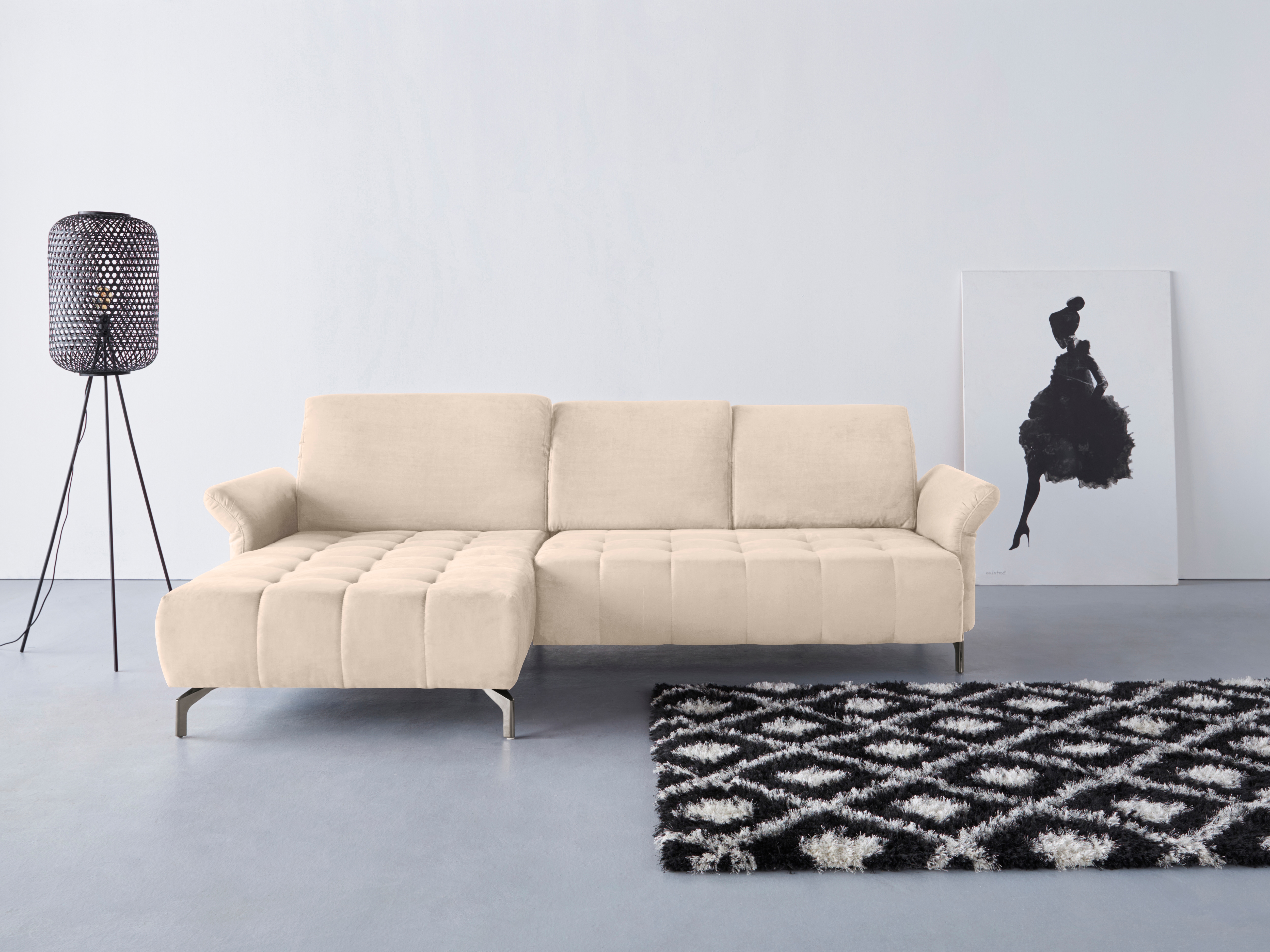 OTTO home Ecksofa "Fresh L-Form" Federkern, wahlweise Kopfteilverstellung und motorischer Vorziehsitz