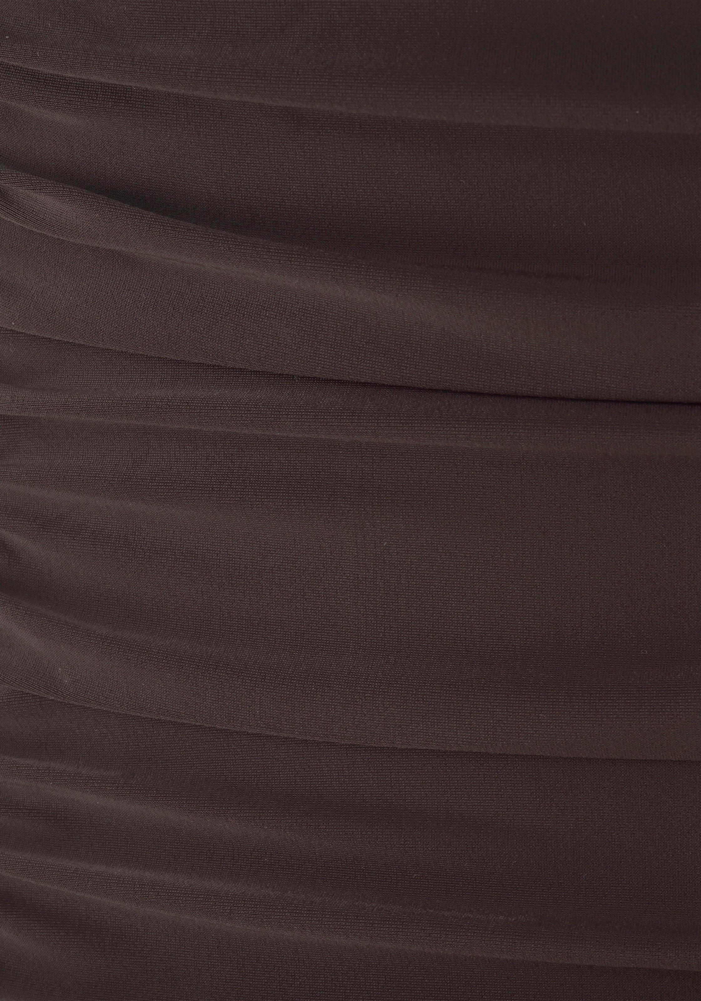 Badeanzug LASCANA, Damen, Gr. 42, Cup D, braun, Polyamid, unifarben, Badeanzüge Badeanzug, mit Raffungen und Shaping-Effekt 3