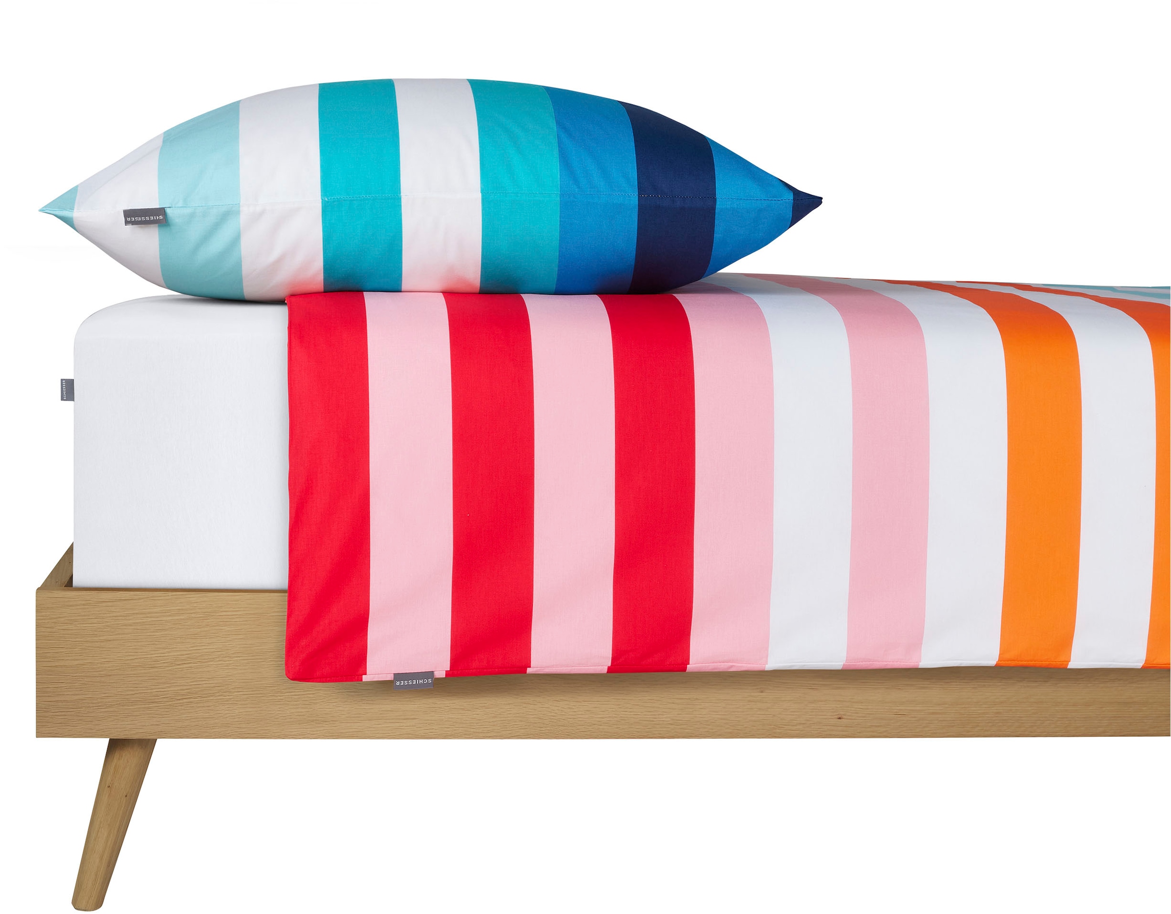 Schiesser Bettwäsche »Happy Stripe aus weicher Baumwolle und jeder Menge bunter Streifen«, MADE IN GREEN by OEKO-TEX®