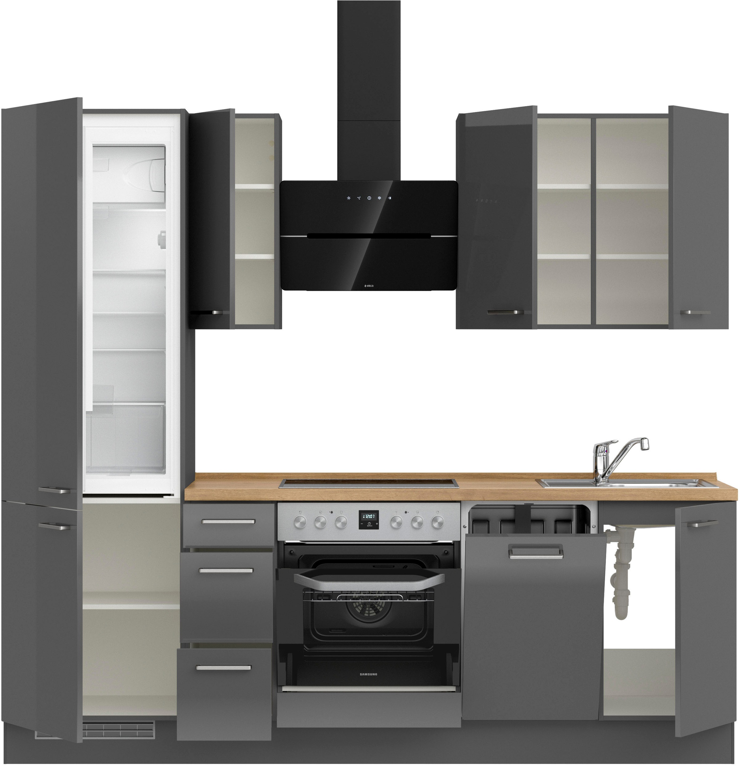 nobilia® Küchenzeile »"Flash II"«, vormontiert, Ausrichtung wählbar, Breite 240 cm, wahlw. mit E-Geräten
