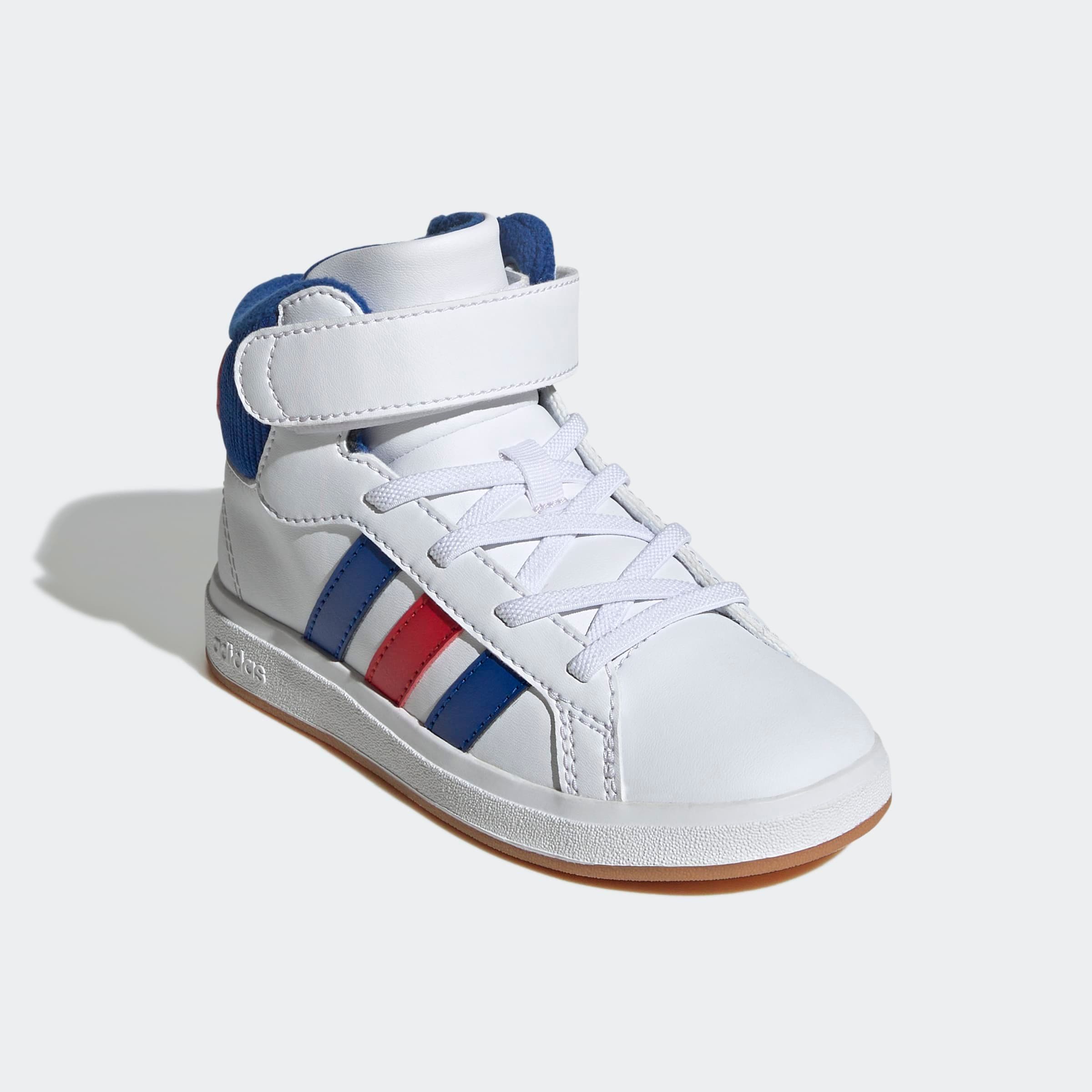 Mädchen Sneaker "GRAND COURT MID K", ADIDAS SPORTSWEAR, Gr. 36ftwwht, croyal, colrot, Synthetik, Textil, Schuhe