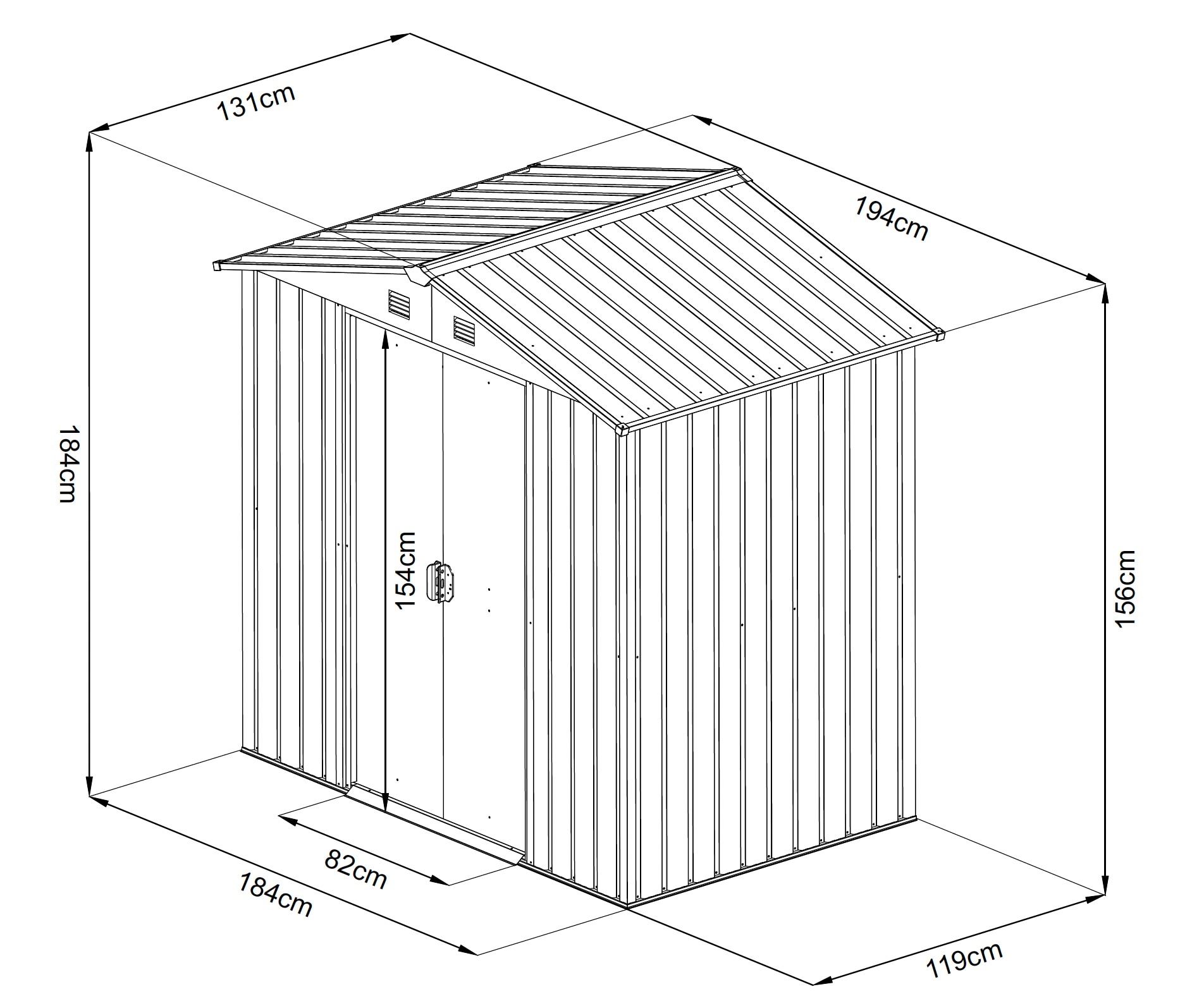 GARDEN 'N' MORE Gerätehaus »Pultdachhaus Basic plus« einfacher Aufbau, Langlebig, mit Lüftungsschlitzen