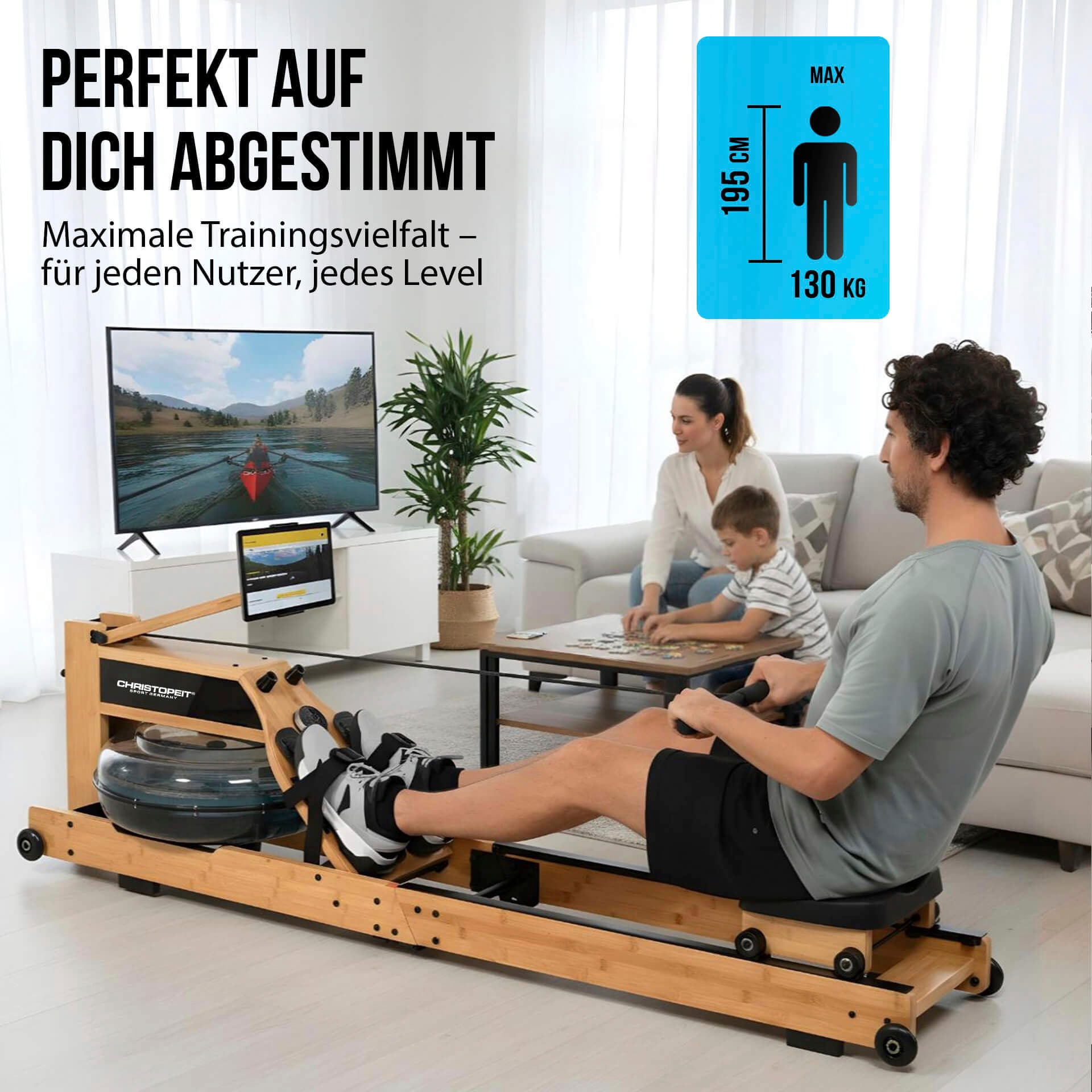 Christopeit Sport® Rudergerät »Wasserrudergerät Colorado« Rudermaschine, klappbar