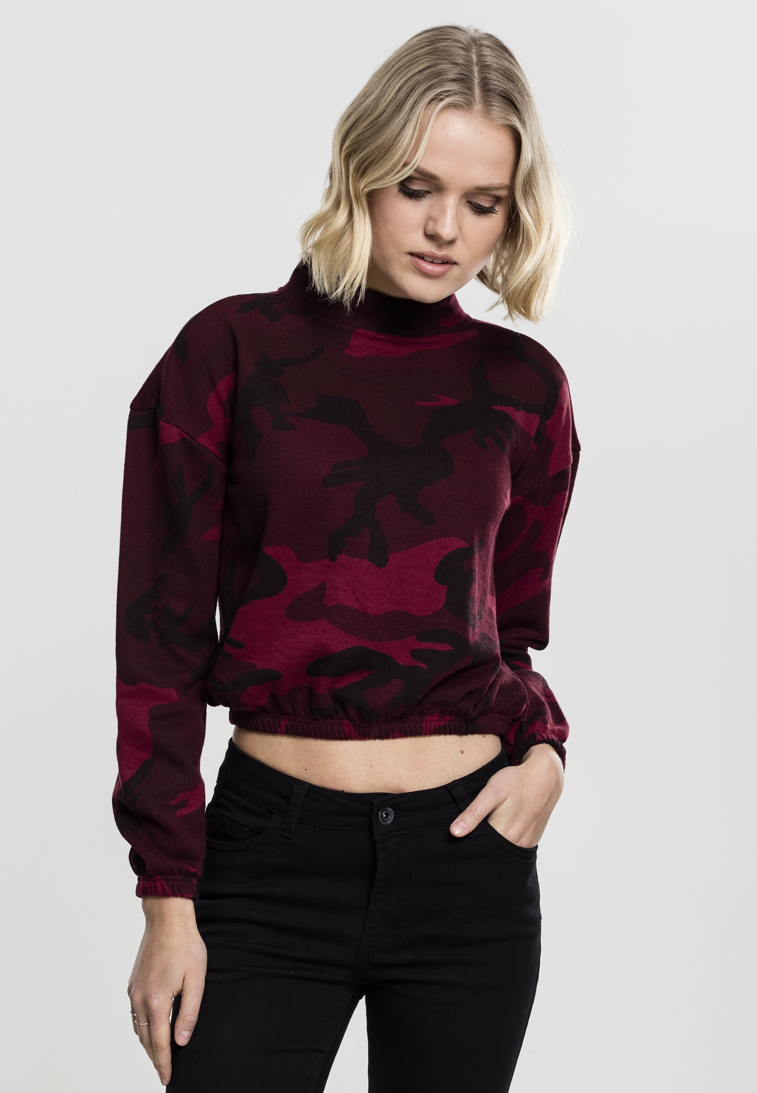 URBAN CLASSICS Sweatshirt "Urban Classics Damen Ladies Camo Turtleneck Crew günstig online kaufen