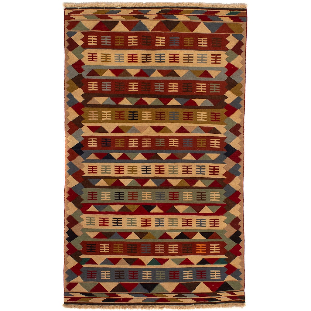 morgenland Wollteppich »Kelim - Oriental - 200 x 127 cm - mehrfarbig«, rechteckig, Wohnzimmer, Einzelstück