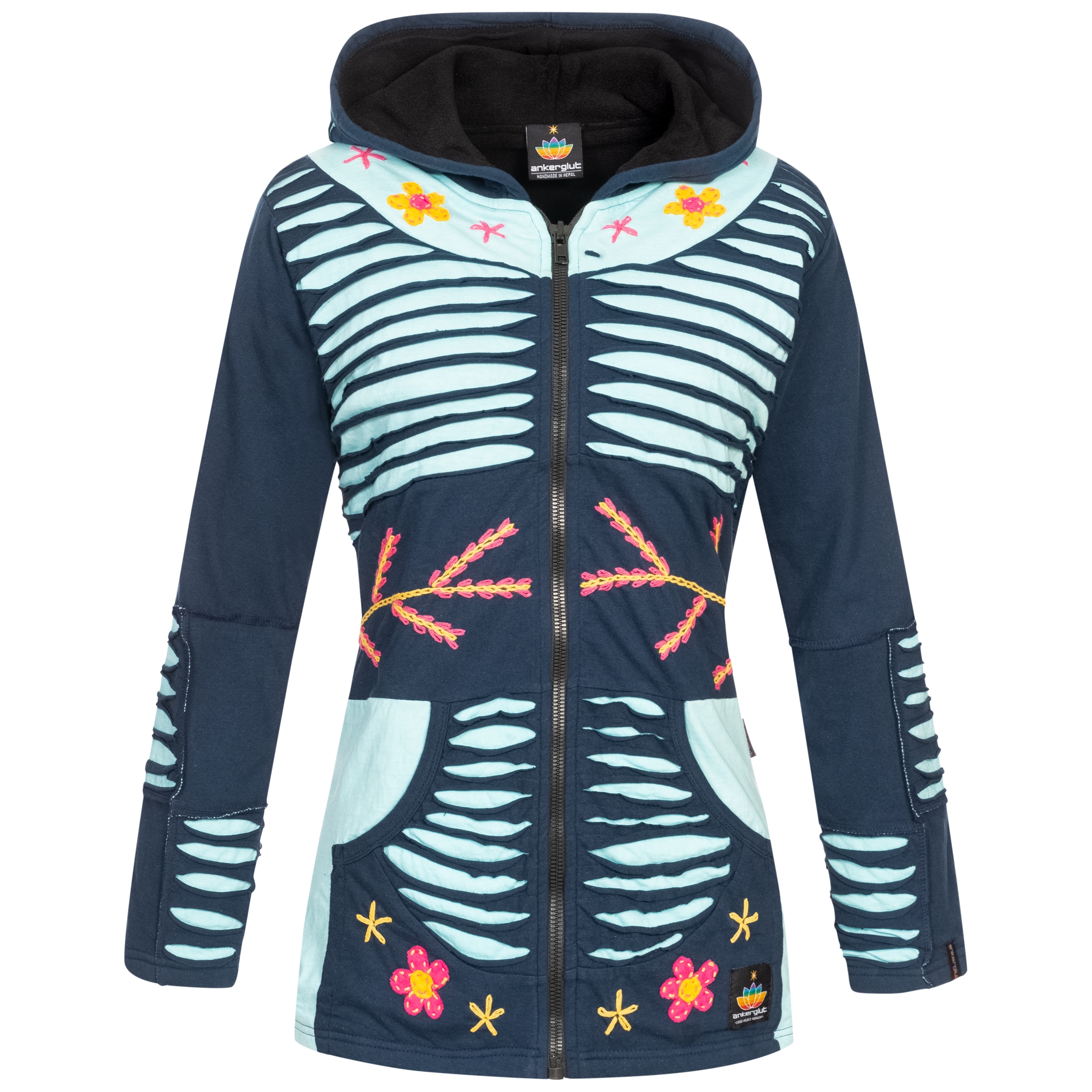 ankerglut Fleecejacke "Patchwork Multicolor NUNAVUT II NEW FLOWER POWER" günstig online kaufen