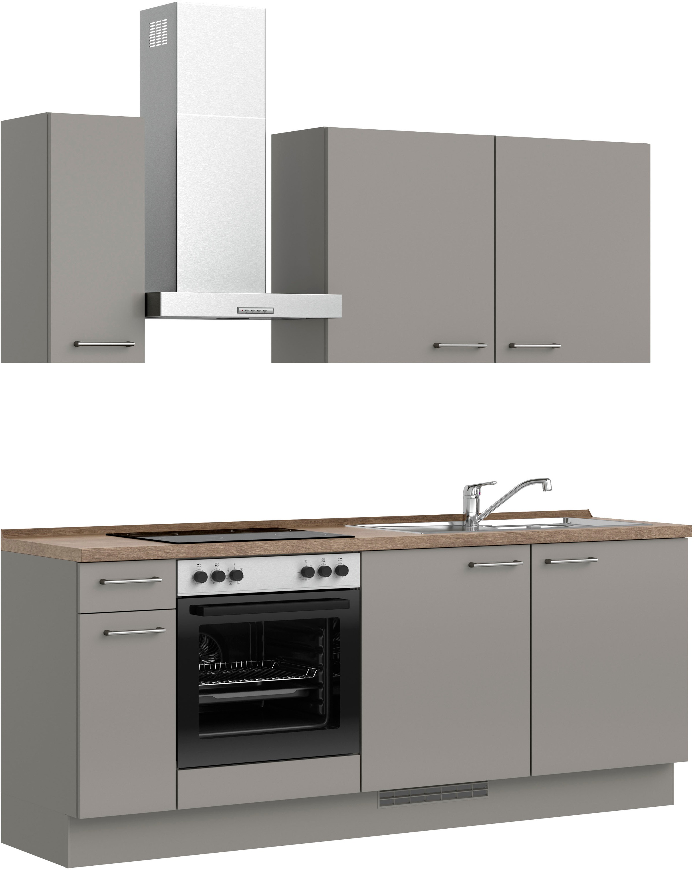 nobilia® Küchenzeile »"Laser I"«, vormontiert, Ausrichtung wählbar, Breite 210 cm, wahlw. mit E-Geräten