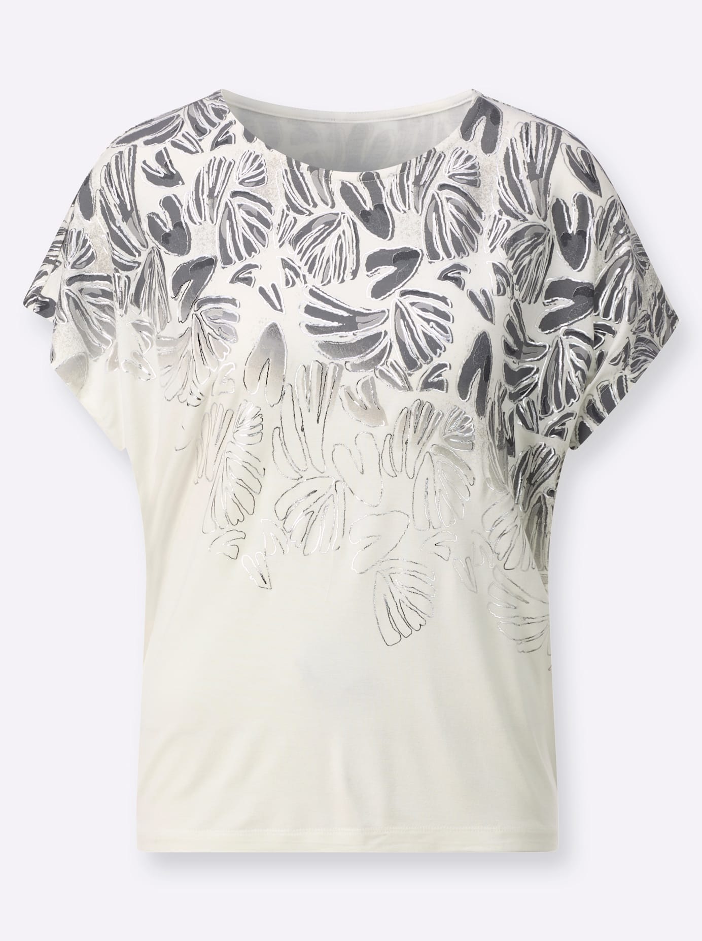 Rundhalsshirt LADY "Druck-Shirt", Damen, Gr. 38, champagner, anthrazit, bedruckt, 95% Viskose, 5% Elasthan, geblümt, gemustert, Rundhals, Shirts Rundhalsshirt 3