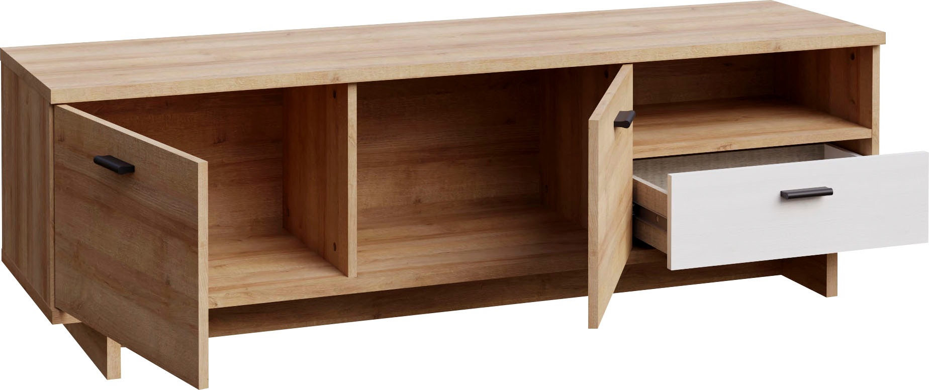 FORTE TV-Schrank »Chesapeak TV-Schrank, 2 Türen, 1 Schubkasten, Metallfüße, 150 cm breit«, (B/H/T 149,6/47,3/41,3 cm), TV-Bank, 150 cm breit, Metallfuß, 2 Türen, 1 Schublade, offenes Fach