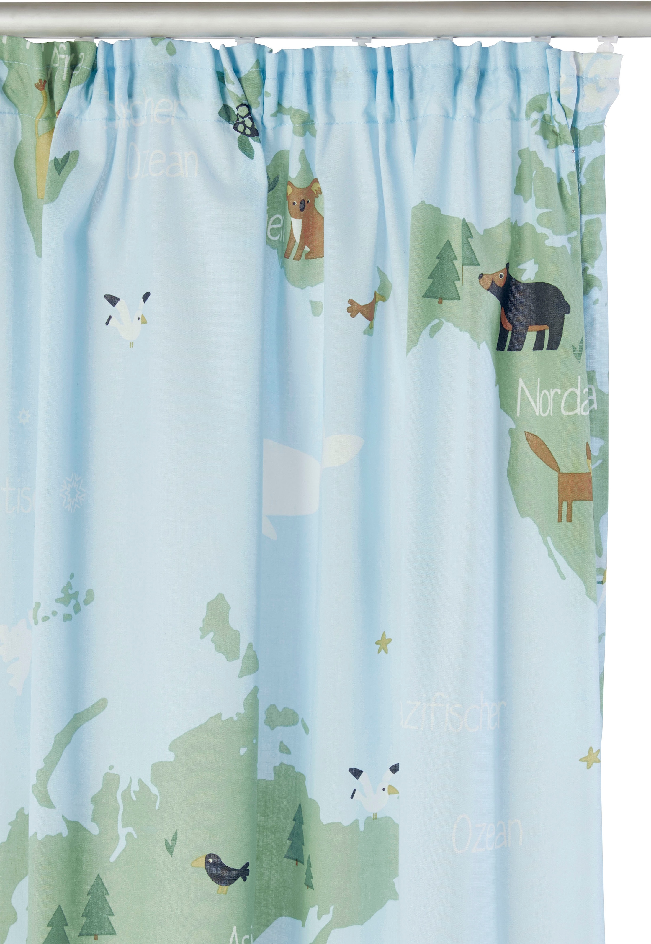 my home Vorhang »Weltkarte«, (1 St.), Kindergardine, bedruckt, halbtransparent, Tiere