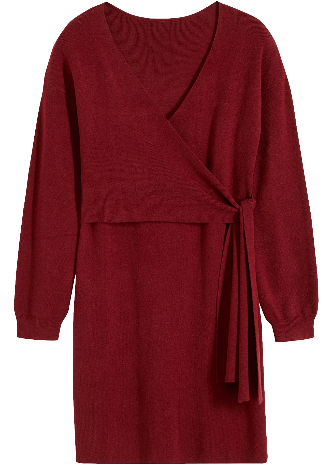 bonprix Strickkleid in Wickeloptik, mit V-Ausschnitt, slim fit