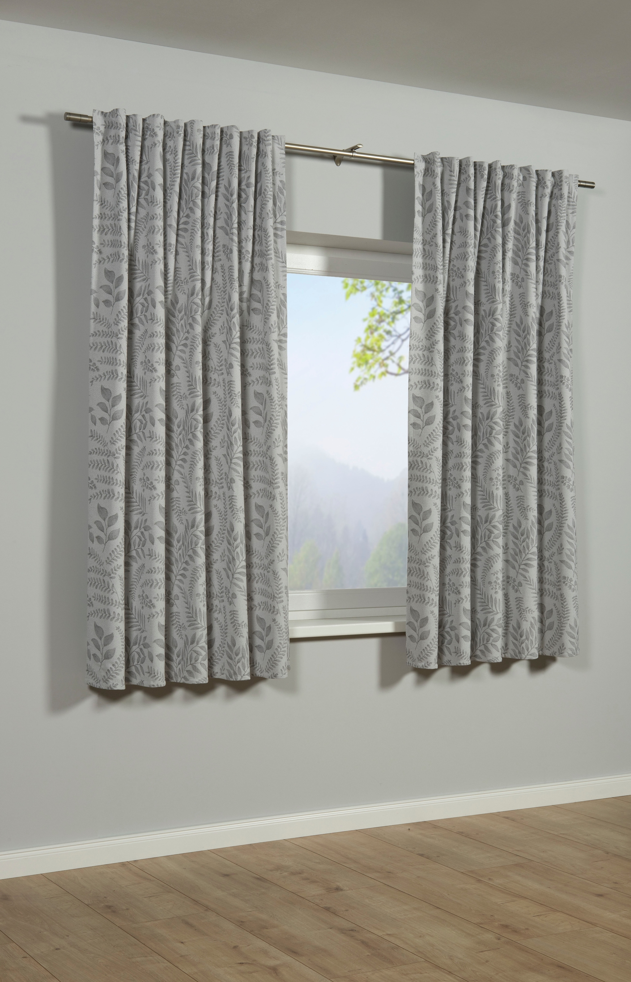 Gardine »Schal Rankenblätter«, (1 St.), mit Gardinenband und verdeckten Schlaufen