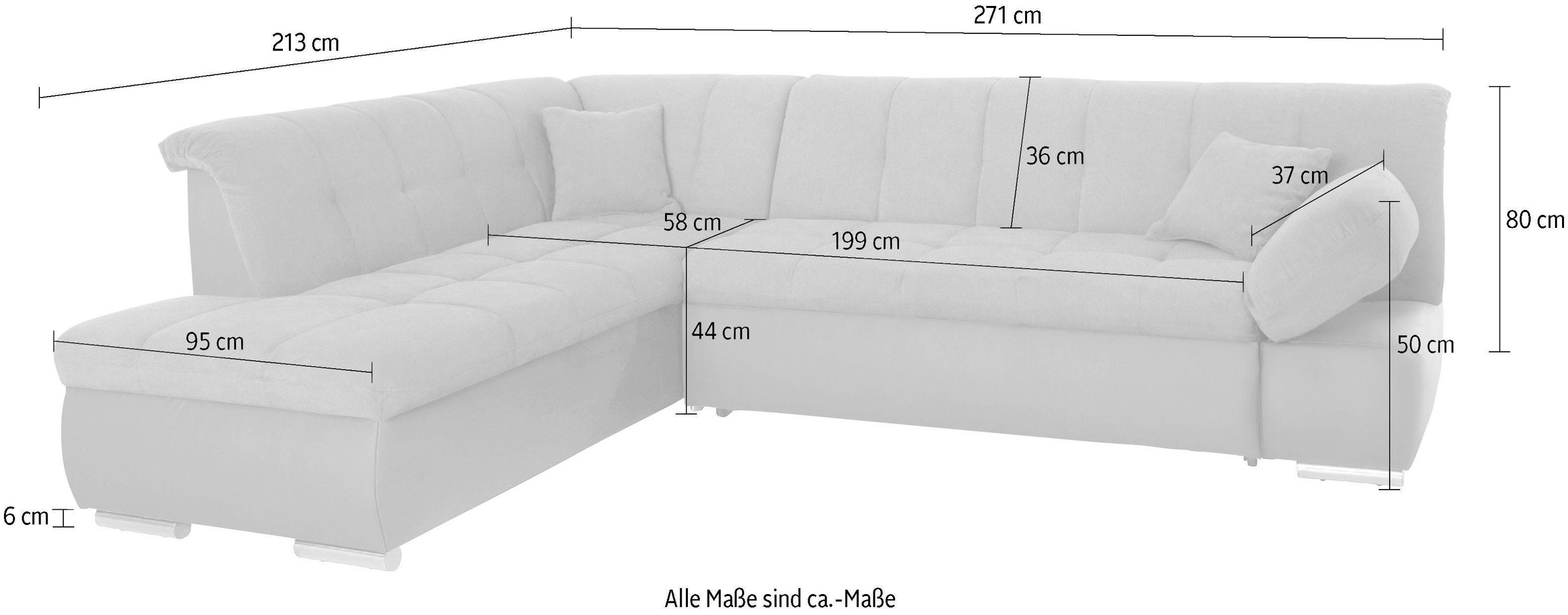 DOMO collection Ecksofa »Mona L-Form«, wahlweise mit Bett- und Armlehnfunktion